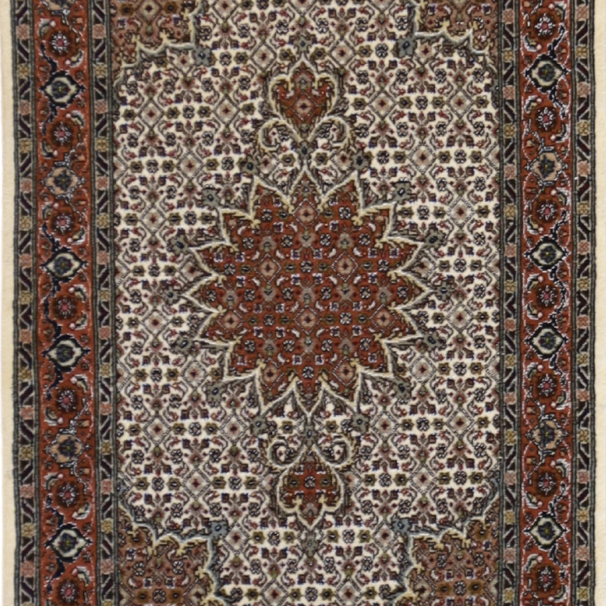 2'0" x 3'1" IVORY AND RUST TABRIZ FISH DESIGN PERSIAN RUG