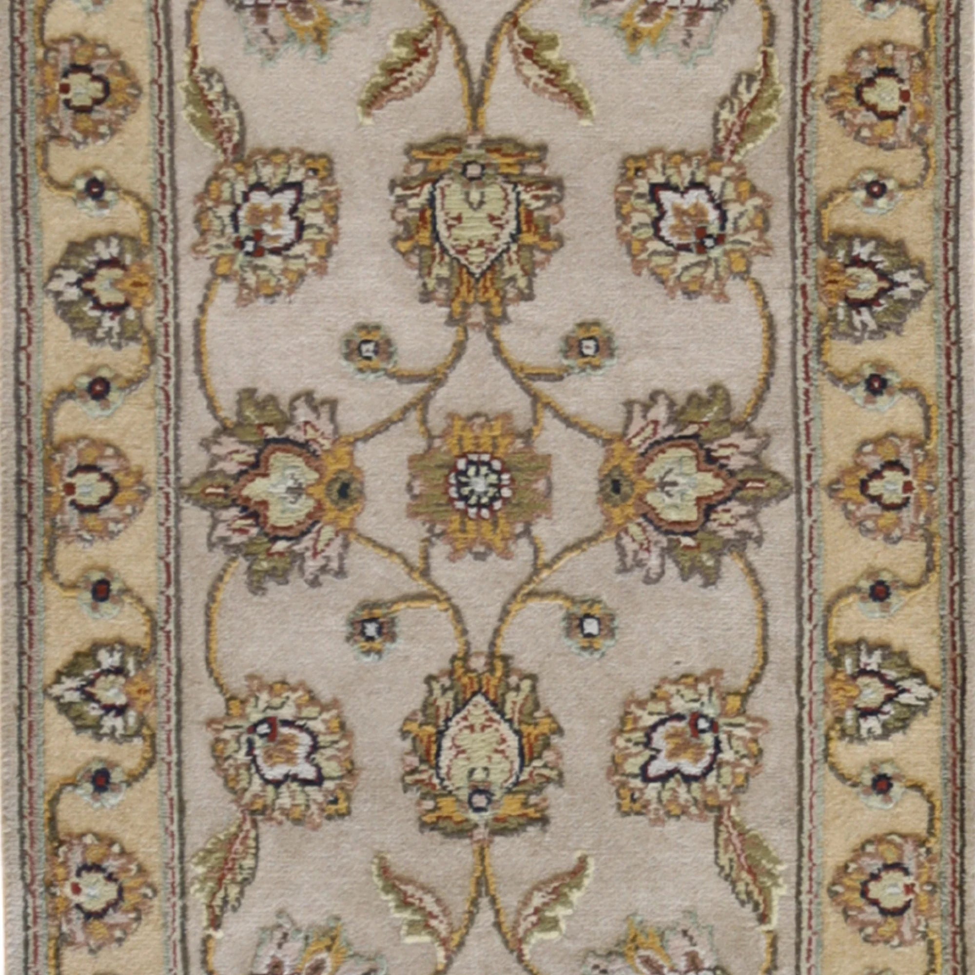 2'0" x 3'0" TAN AND GOLD JAIPUR FLORAL INDIAN RUG