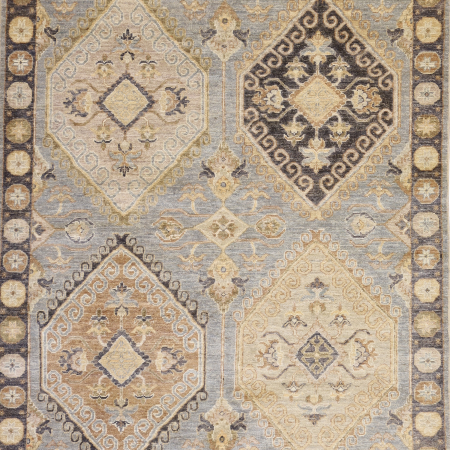 4'0" x 5'10" BLUE AND NAVY PESHAWAR GEOMETRIC PAKISTANI RUG