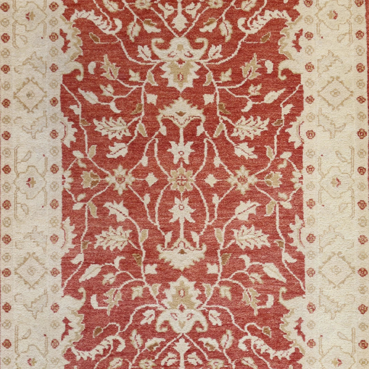 4'0" x 6'3" RED AND BEIGE PESHAWAR FLORAL PAKISTANI RUG