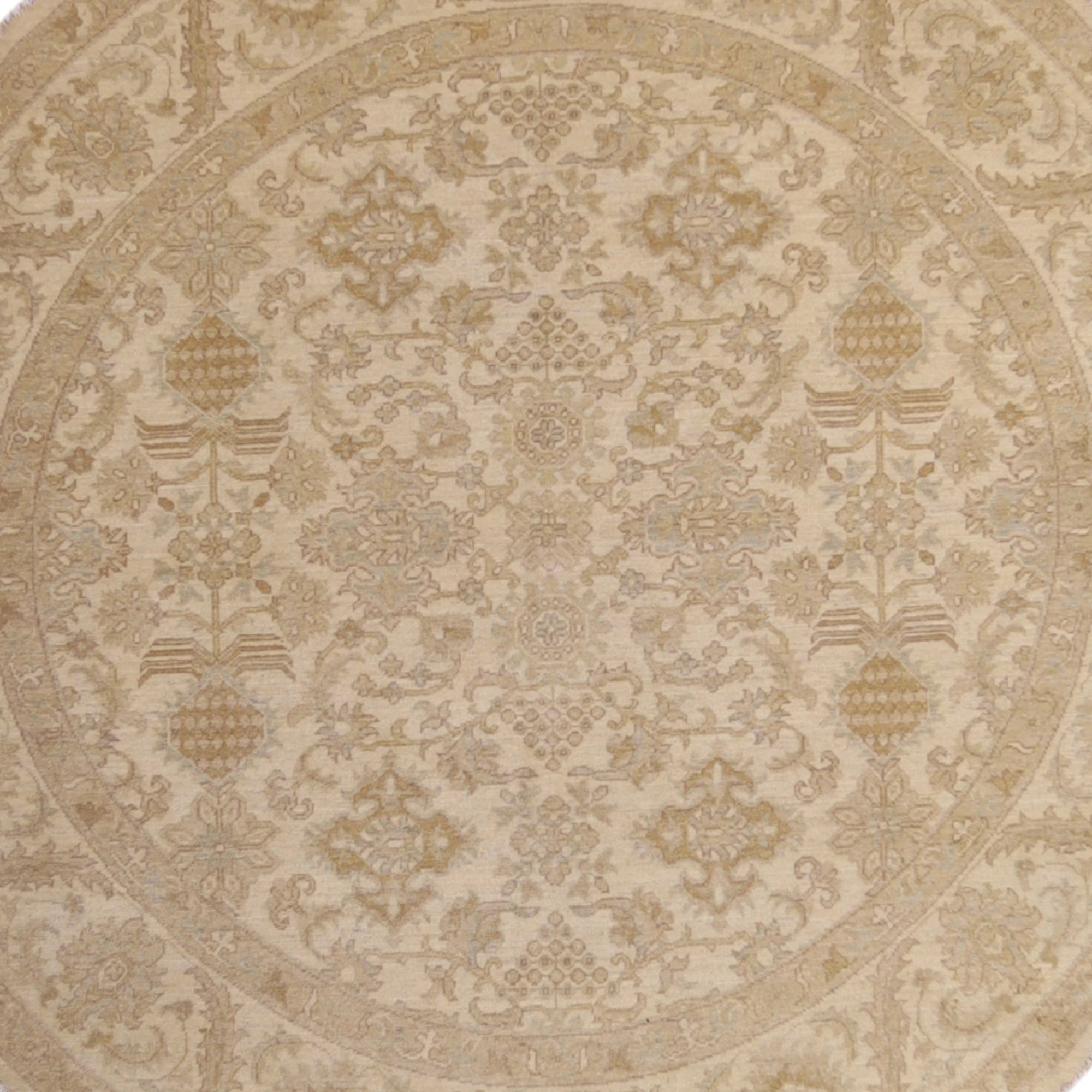 6'6" x 6'6" BEIGE AND BEIGE PESHAWAR FLORAL PAKISTANI RUG