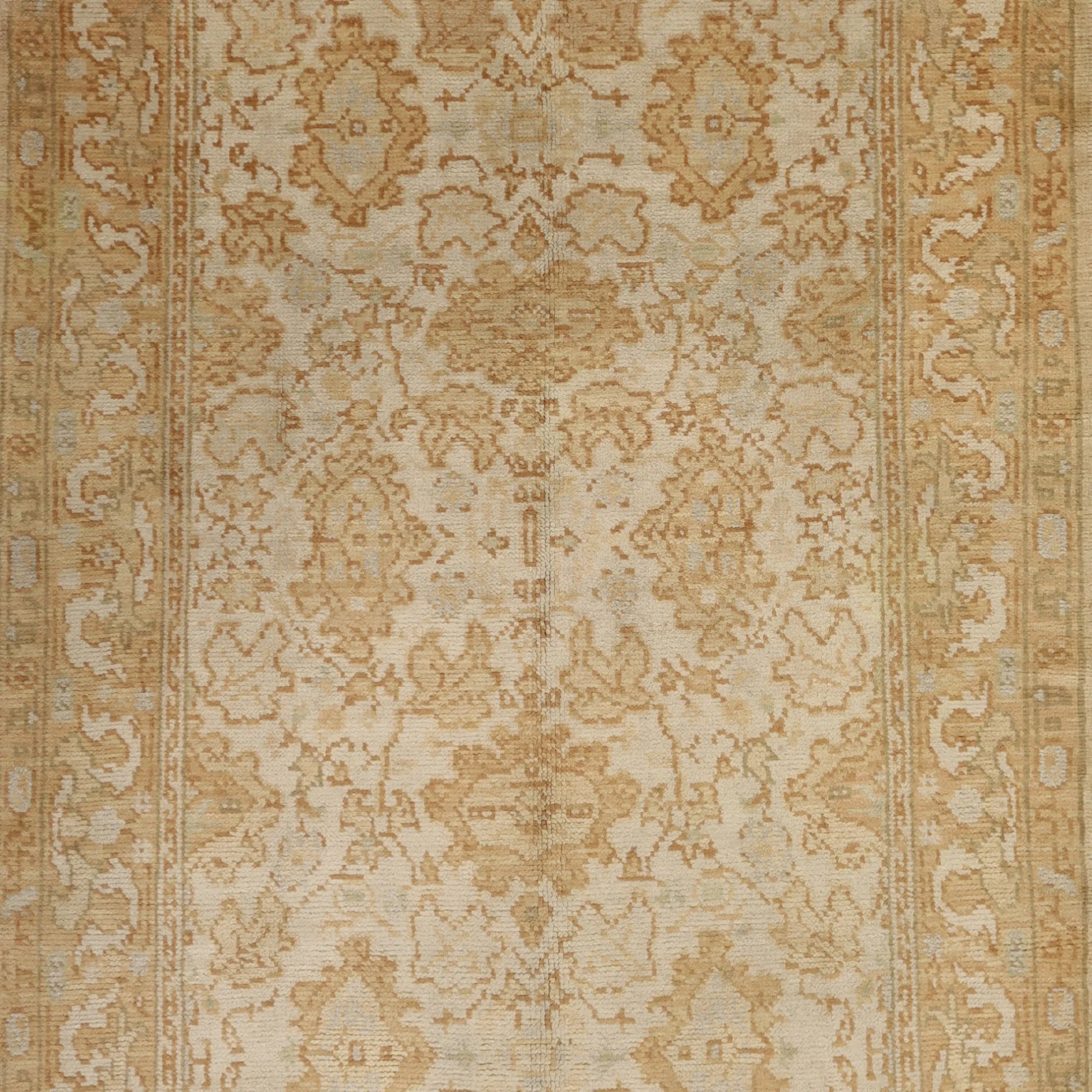 5' 2" x 8' 2" BEIGE AND PEACH OUSHAK GEOMETRIC INDIAN RUG