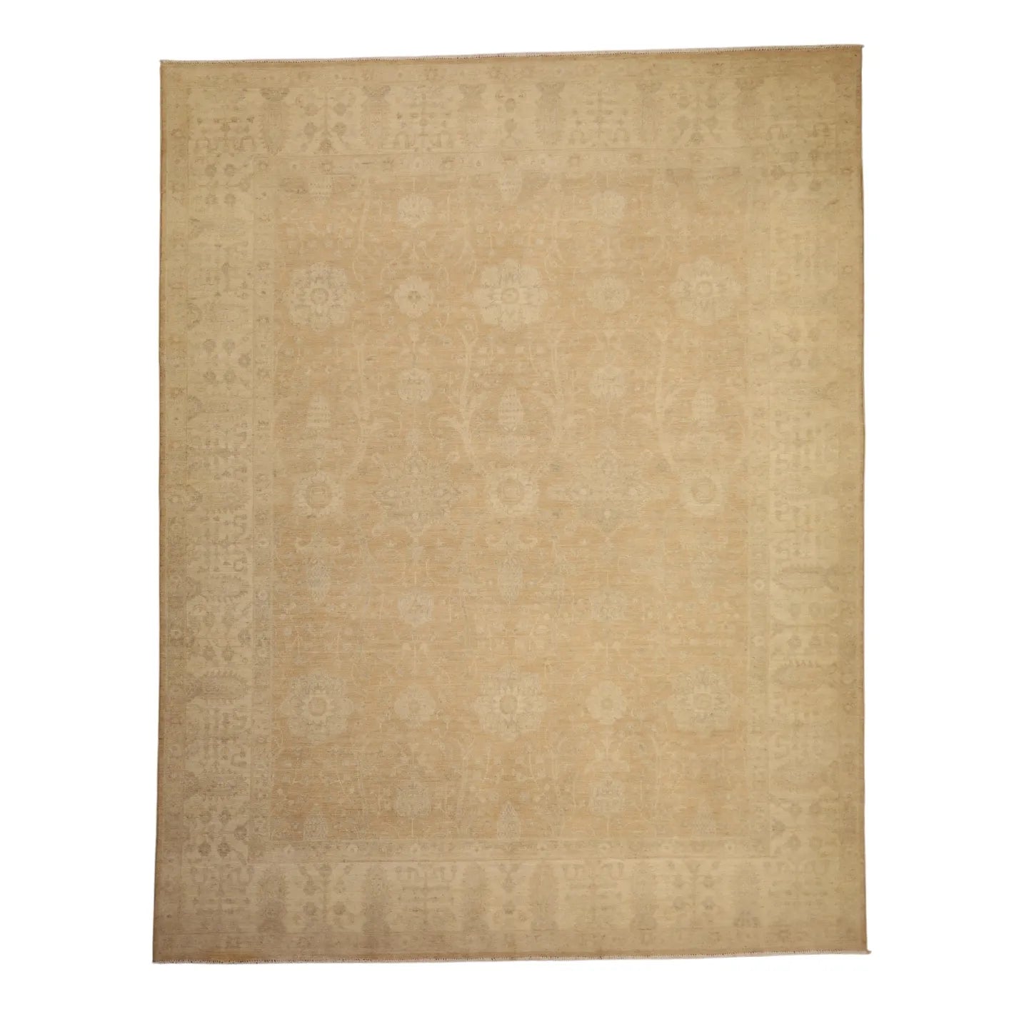 8'0" x 10'3" BEIGE AND PEACH PESHAWAR PAKISTANI FLORAL RUG