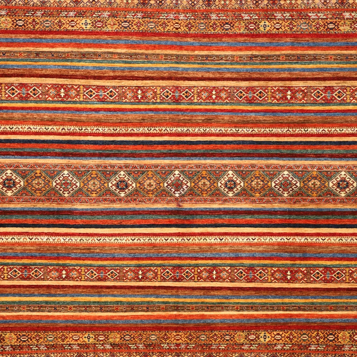 8'3" x 9'9" MULTICOLOR AND  TRIBAL AFGHANI GEOMETRIC RUG