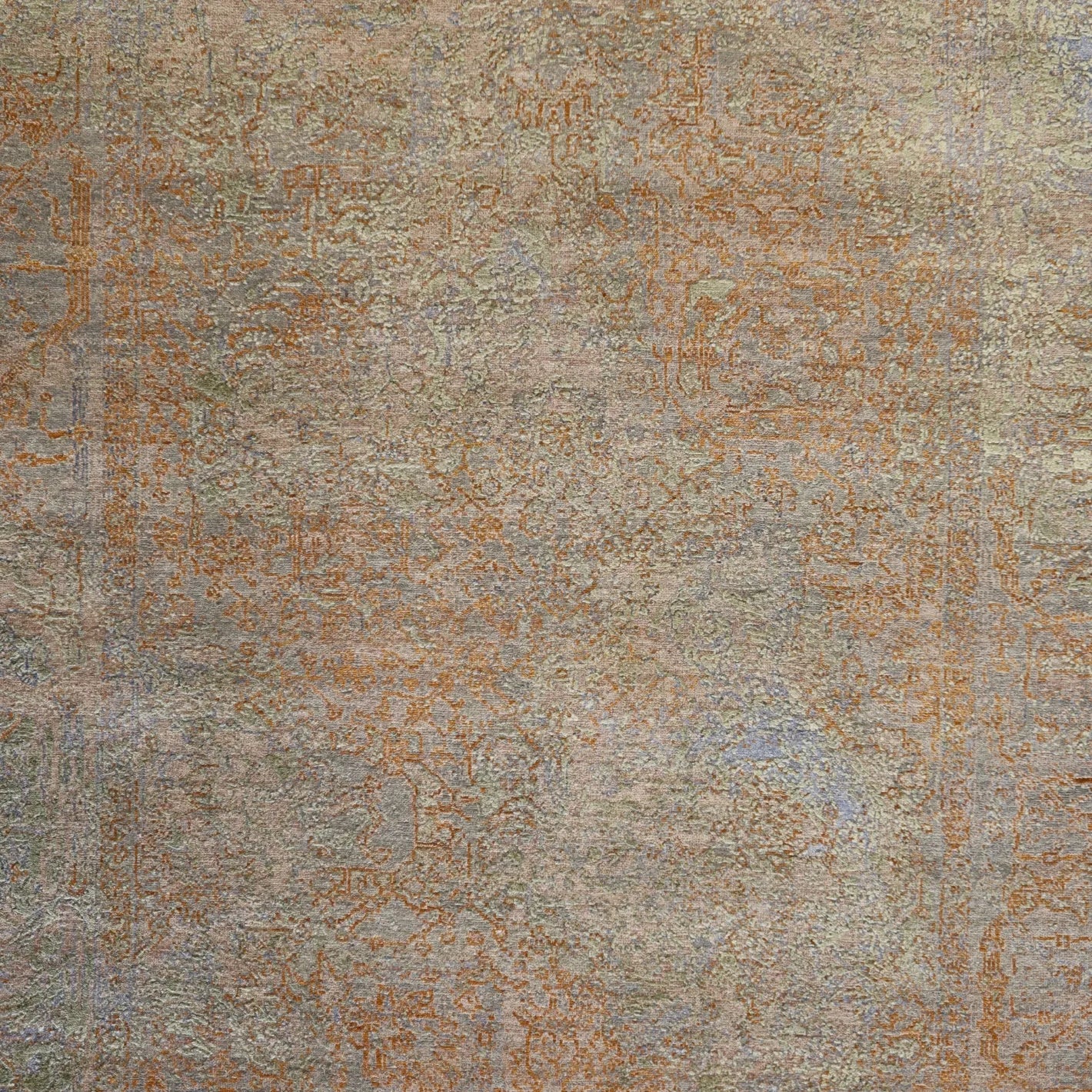 7'11" x 10'1" ORANGE AND GRAY MODERN INDIA