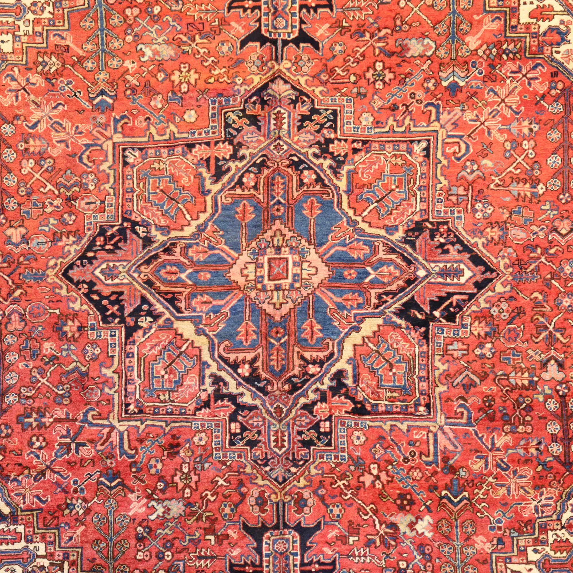 9'10" x 12'8" RED AND BLUE HERIZ GEOMETRIC PERSIAN RUG