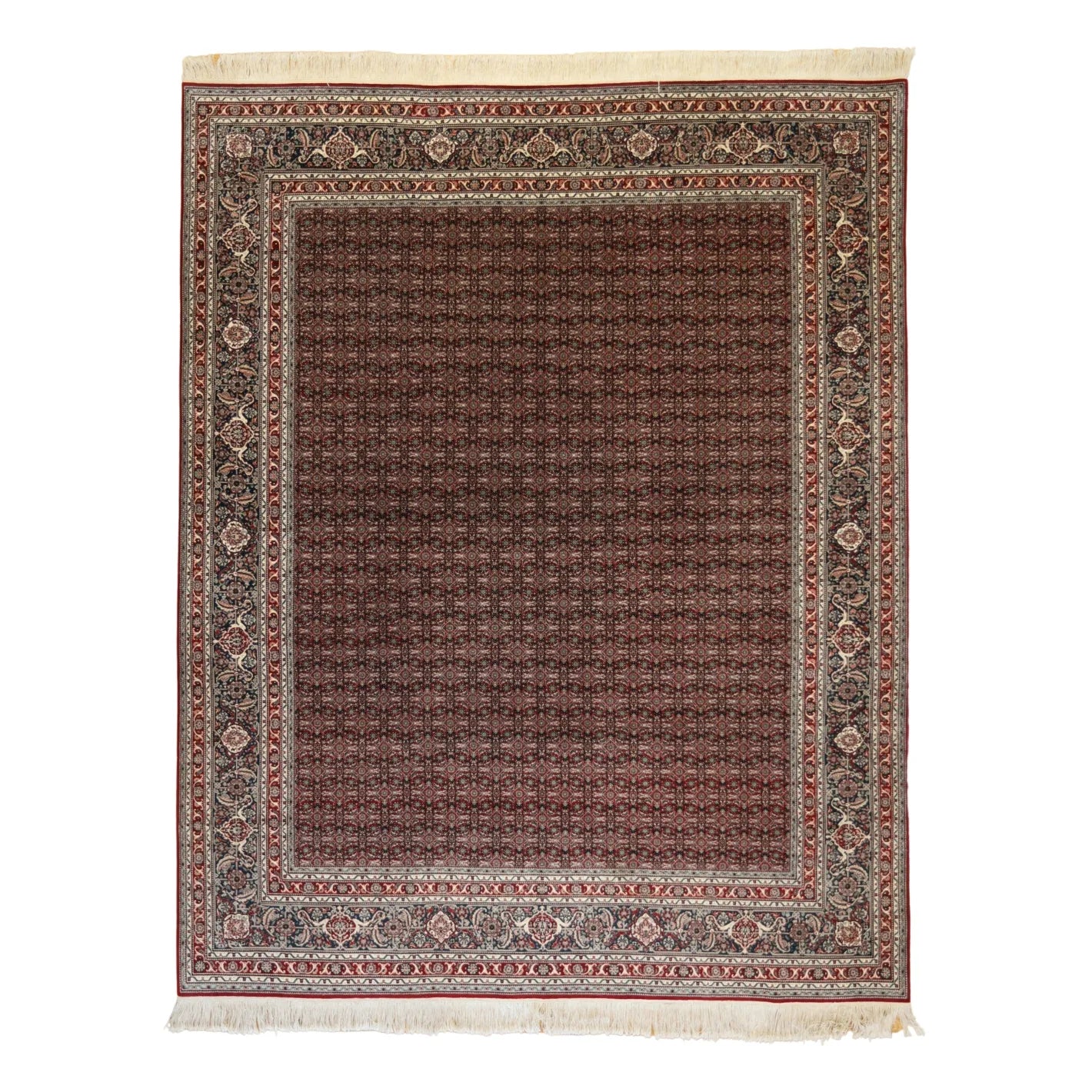 7'10" x 9'10" RED AND BLUE BIJAR INDIAN GEOMETRIC RUG