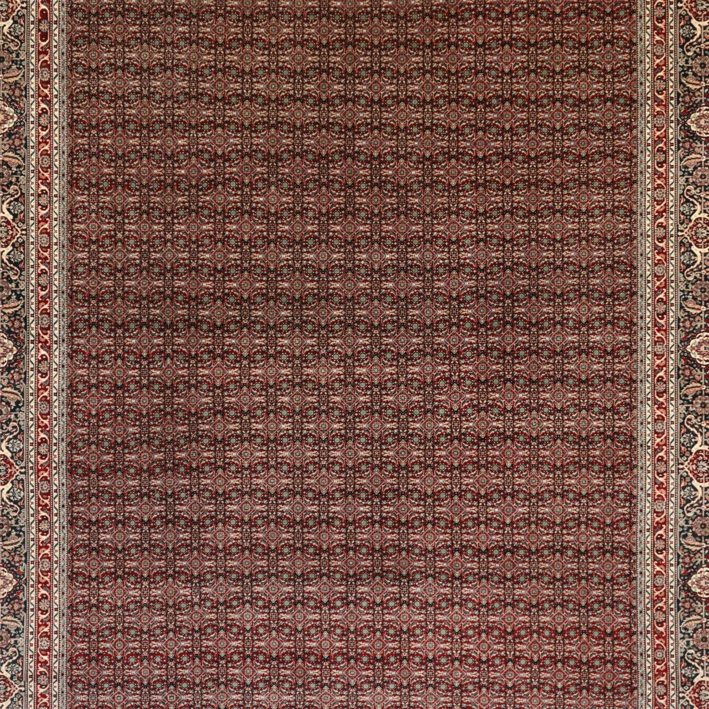 7'10" x 9'10" RED AND BLUE BIJAR INDIAN GEOMETRIC RUG