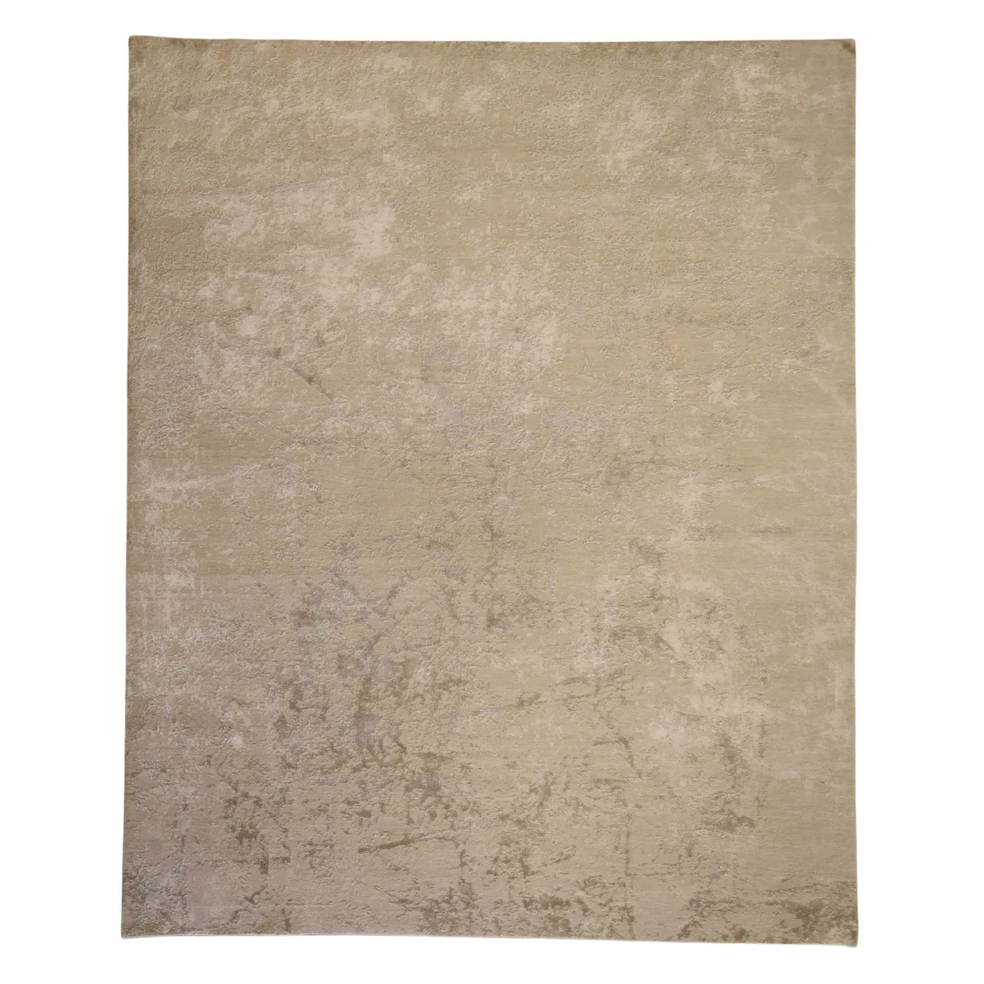 8'1" x 9'11" WHITE AND SILVER MODERN INDIAN MODERN RUG