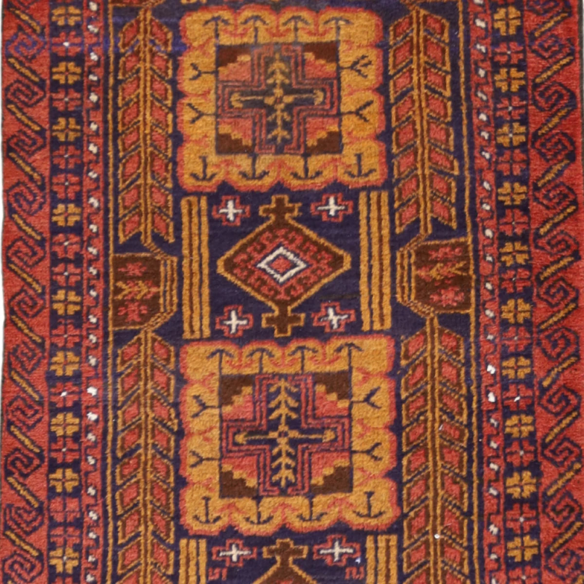 2'10" x 3'7" GREEN AND RED GABEH GEOMETRIC INDIAN RUG