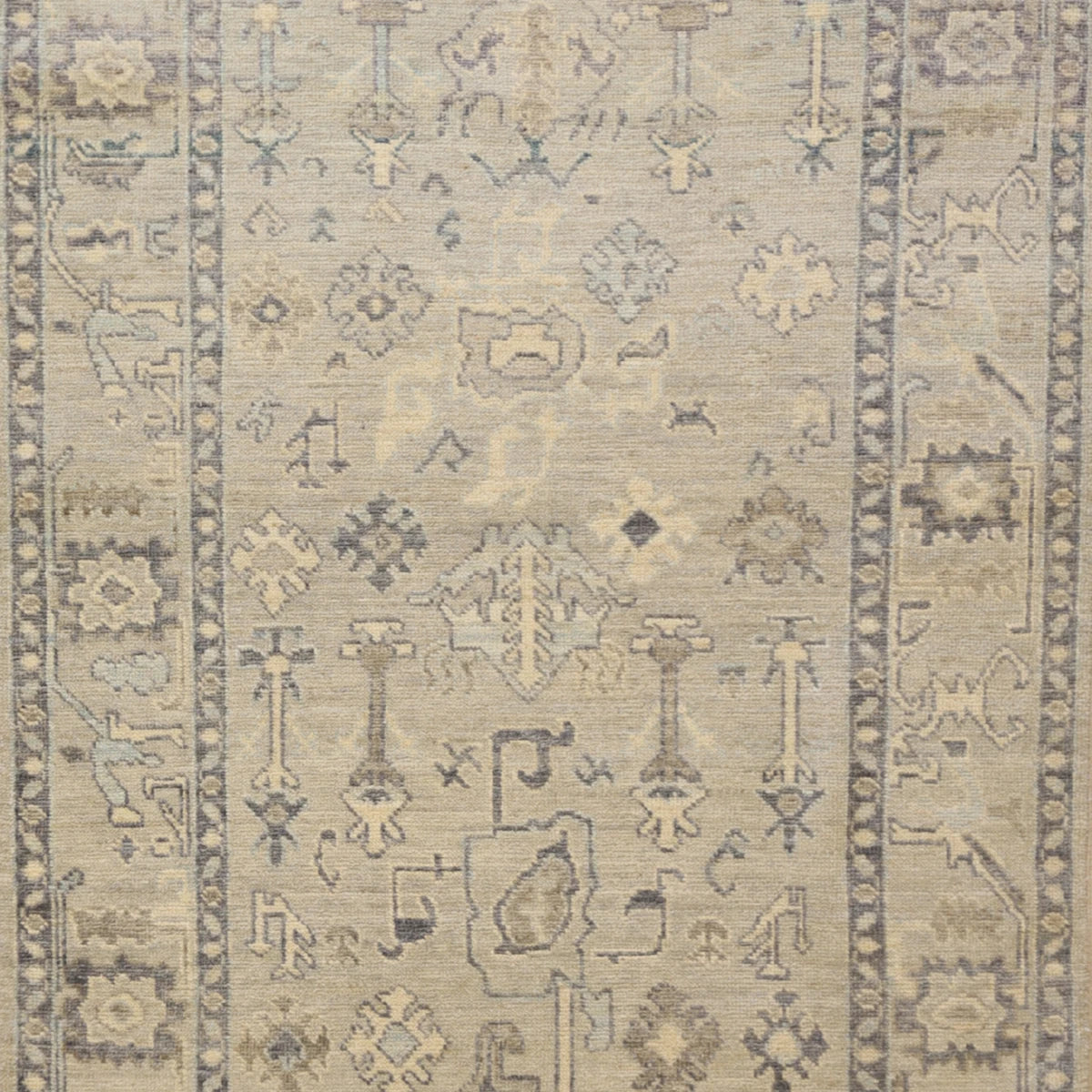3'11" x 5'11" BLUE AND BLUE OUSHAK GEOMETRIC PAKISTANI RUG