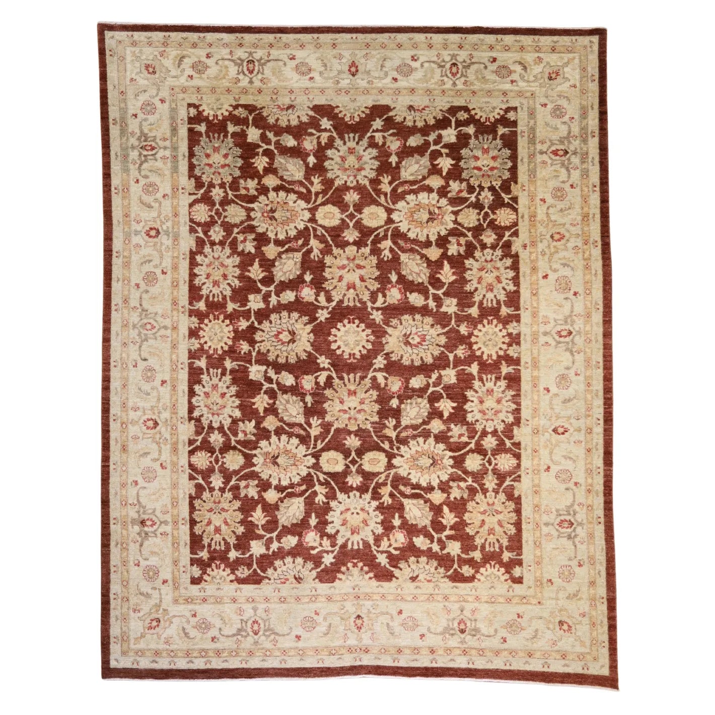 8'0" x 10'0" RASBERRY AND BEIGE PESHAWAR PAKISTANI FLORAL RUG