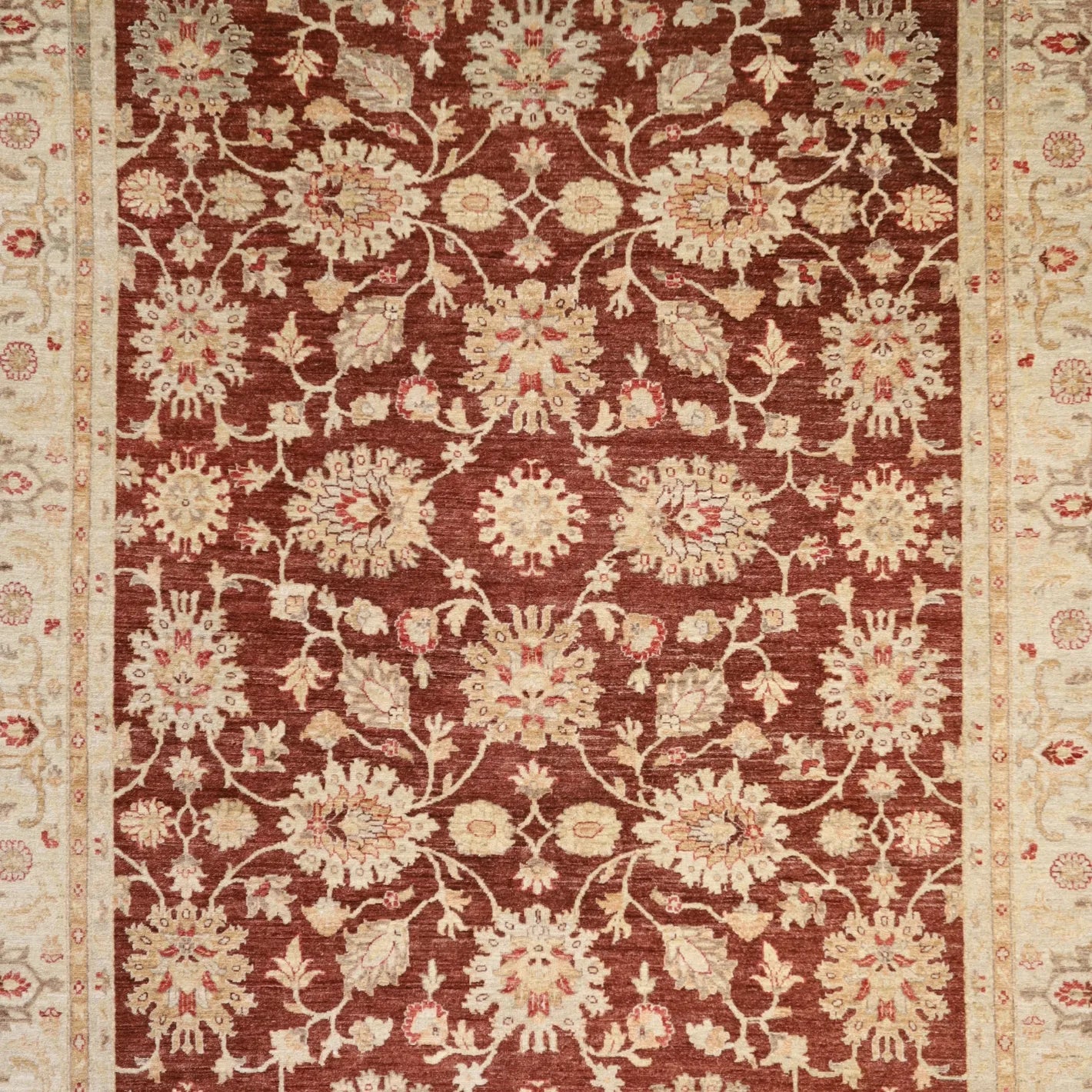 8'0" x 10'0" RASBERRY AND BEIGE PESHAWAR PAKISTANI FLORAL RUG