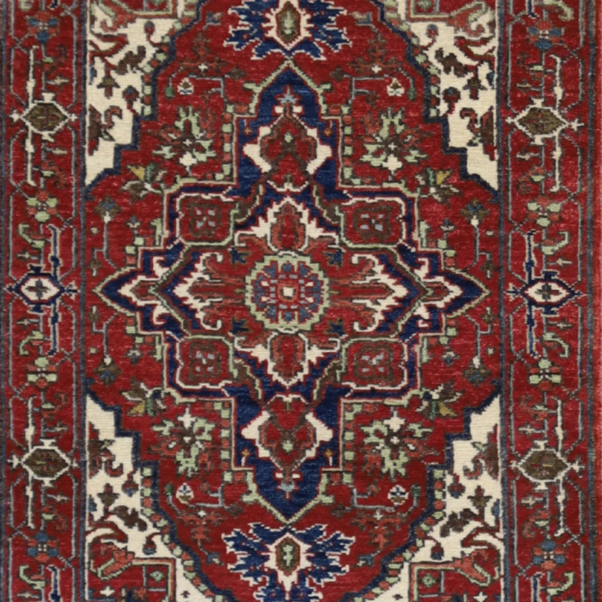 2'0" x 3'0" RED AND RED SERAPI GEOMETRIC INDIAN RUG