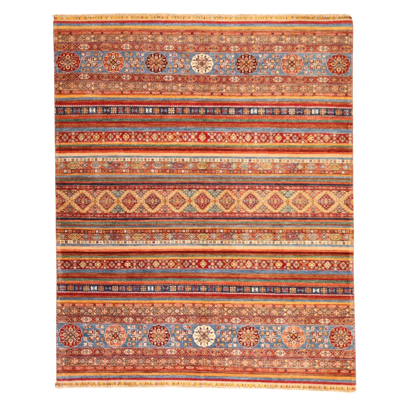 8'3" x 9'11" MULTICOLOR AND MULTICOLOR KHORJIN PAKISTANI GEOMETRIC RUG