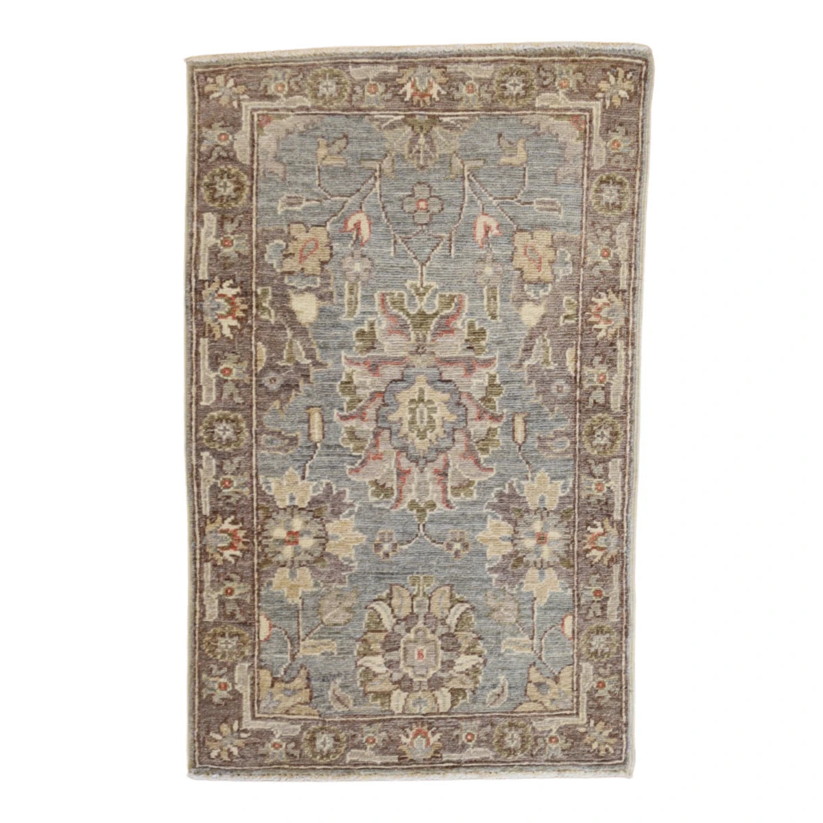 2'0" x 3'2" GRAY AND TAUPE PESHAWAR GEOMETRIC PAKISTANI RUG