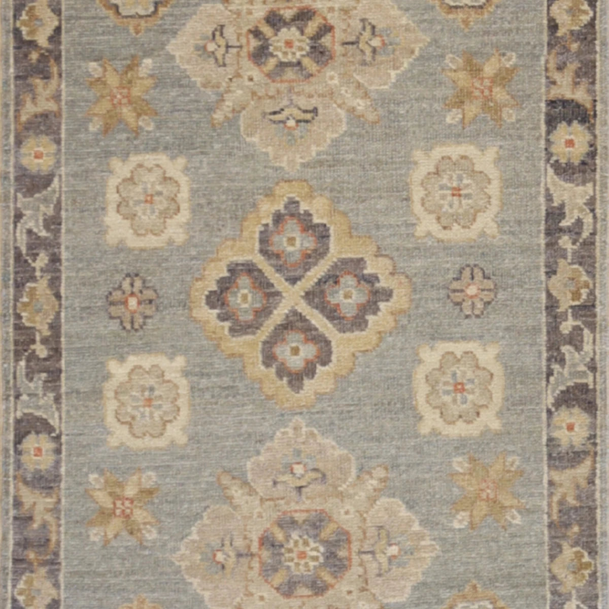 2'0" x 2'11" BLUE AND GRAY PESHAWAR GEOMETRIC PAKISTANI RUG