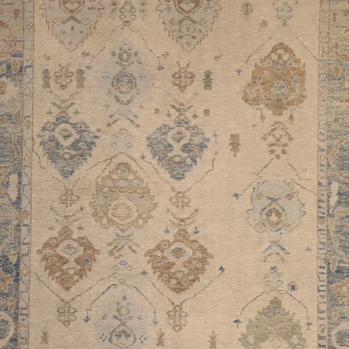 8'0" x 10'2" BEIGE AND BLUE OUSHAK TURKISH GEOMETRIC RUG