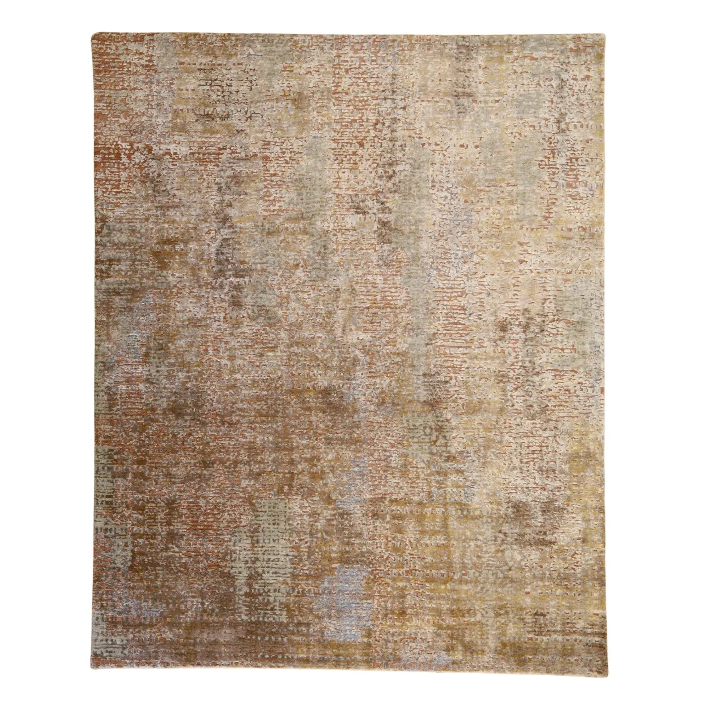 8'0" x 10'0" RUST AND GOLD MODERN INDIAN  RUG