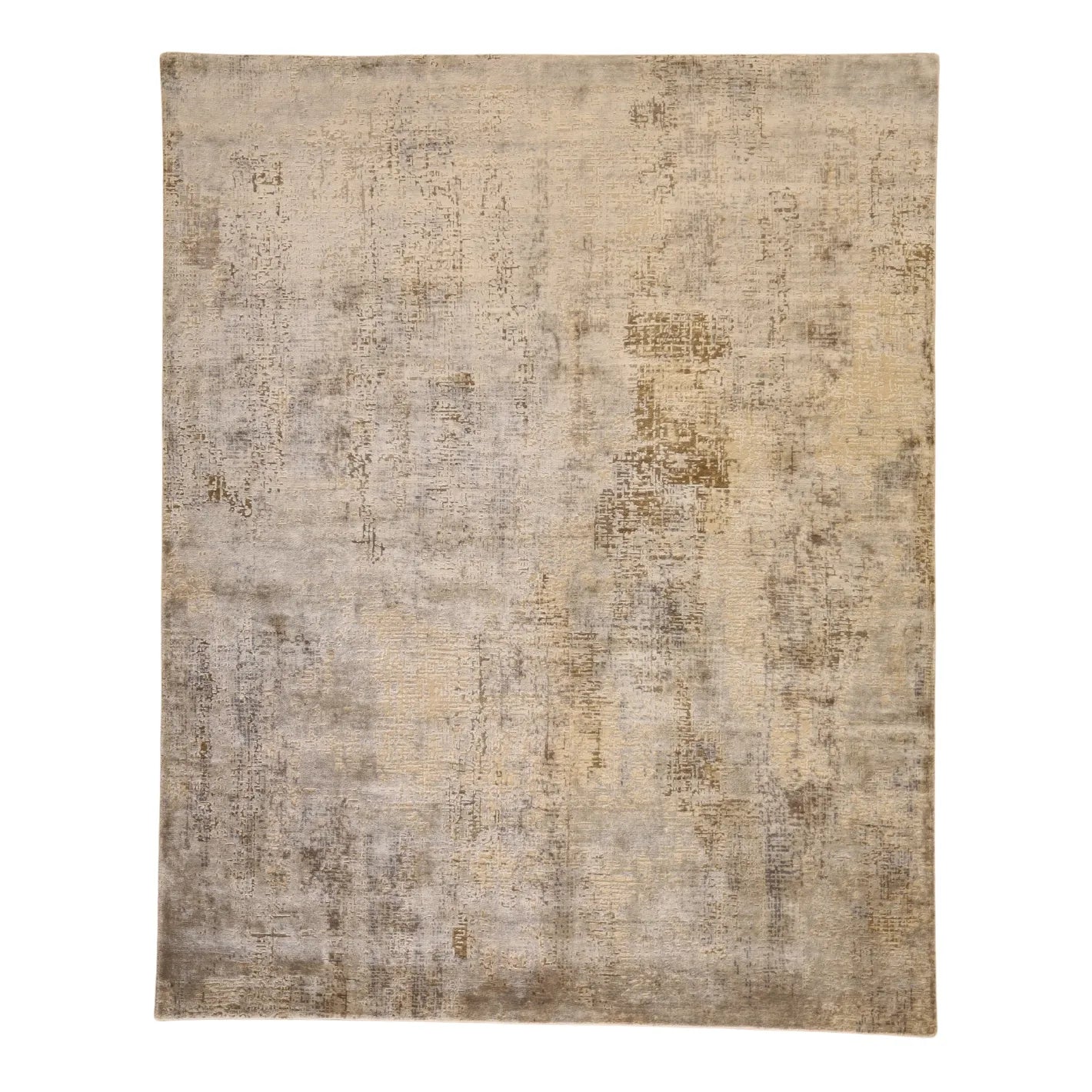 8'0" x 10'0" SILVER AND BROWN MODERN INDIAN  RUG