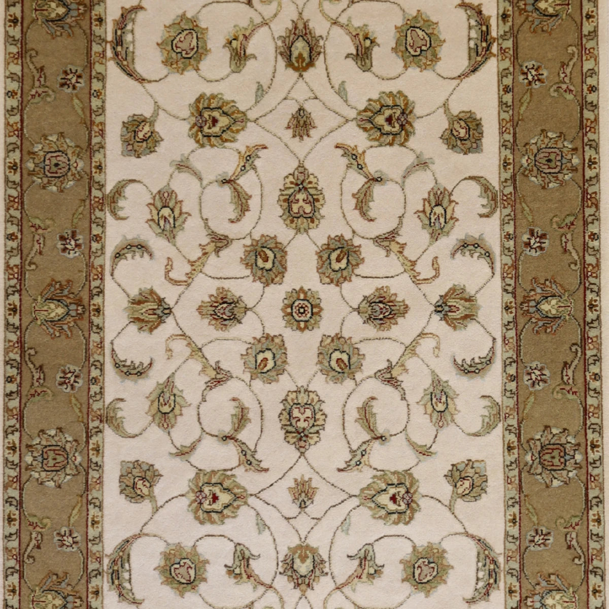 4'0" x 6'0" IVORY AND GOLD JAIPUR FLORAL INDIAN RUG