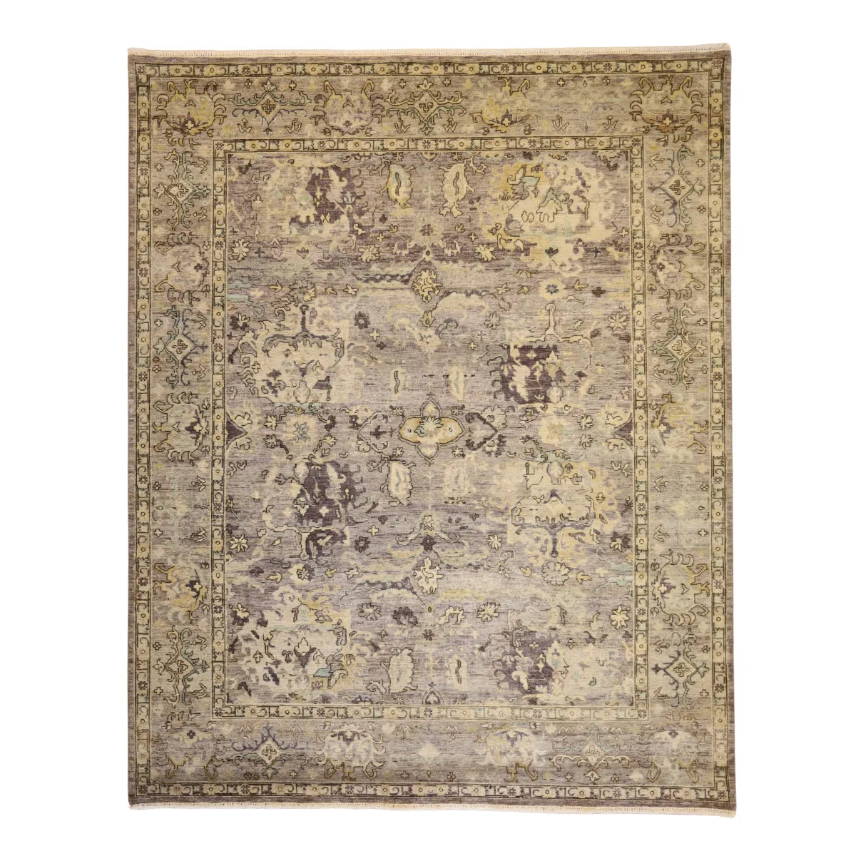 8'0" x 10'0" GRAY AND GRAY MODERN INDIAN MODERN RUG