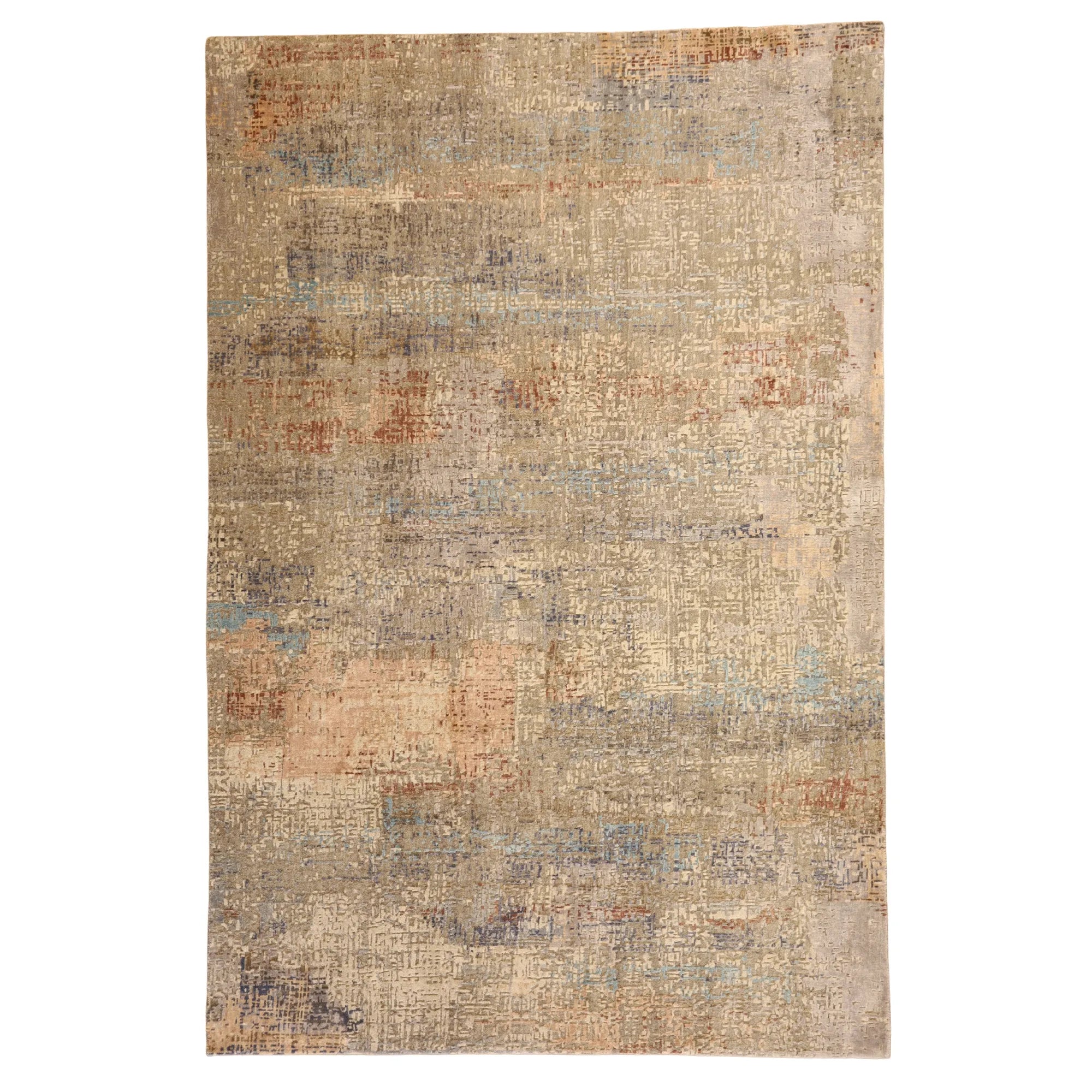 9'0" x 12'0" SILVER AND GRAY MODERN MODERN INDIAN RUG