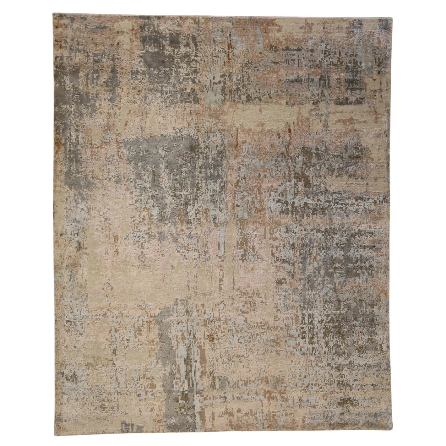 8'0" x 10'0" GRAY AND PINK MODERN INDIAN MODERN RUG