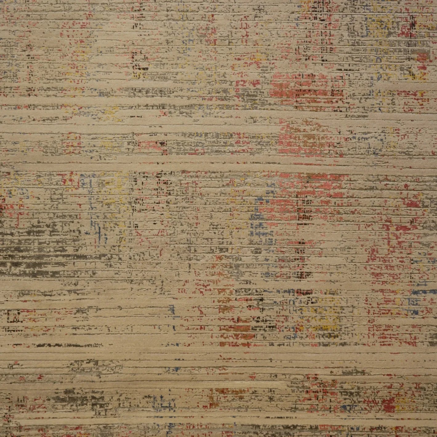 8'0" x 10'0" BEIGE AND PINK MODERN INDIAN MODERN RUG