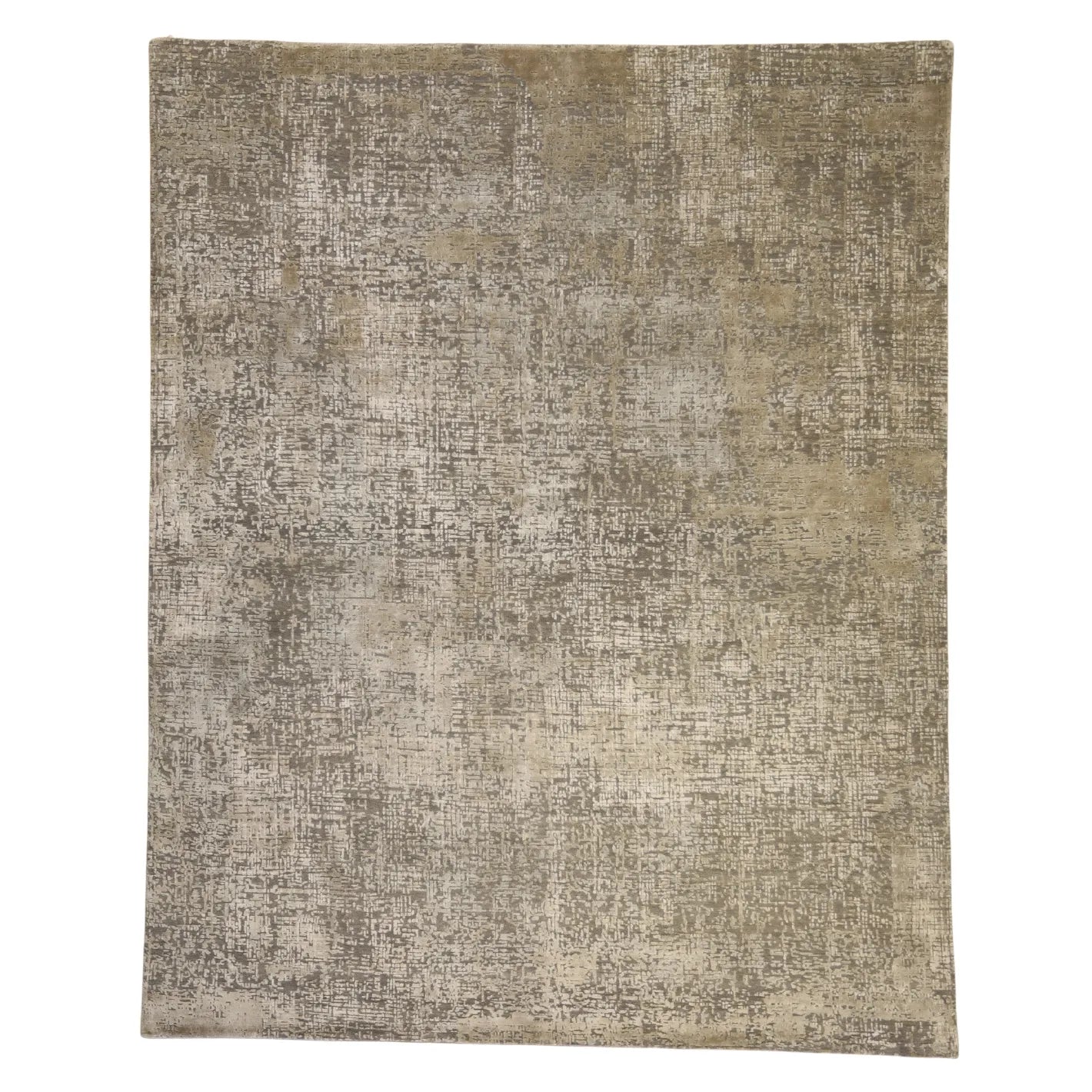 8'0" x 10'0" GRAY AND SILVER MODERN INDIAN MODERN RUG
