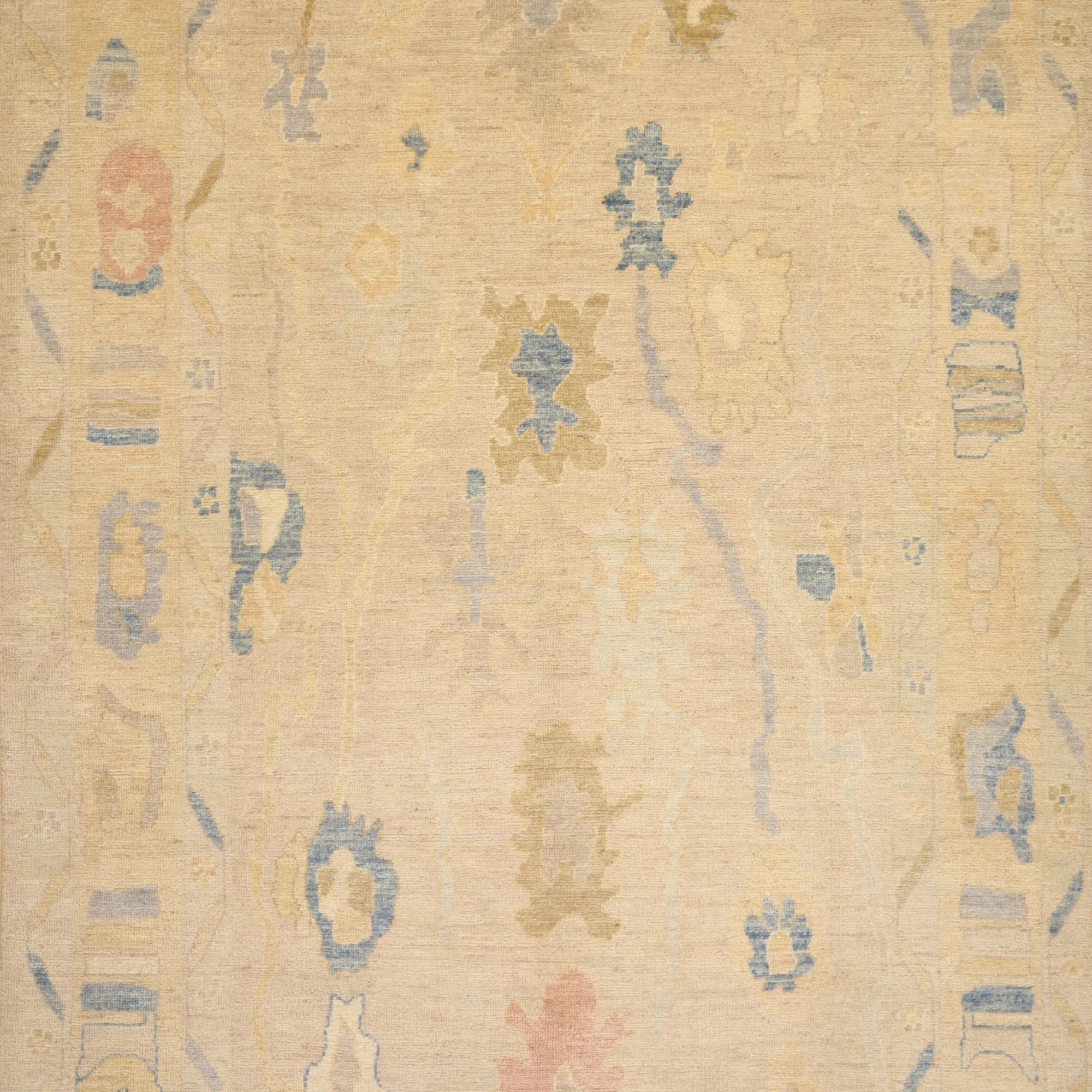 6' 3" x 8' 11" BEIGE AND BEIGE OUSHAK GEOMETRIC PAKISTANI RUG