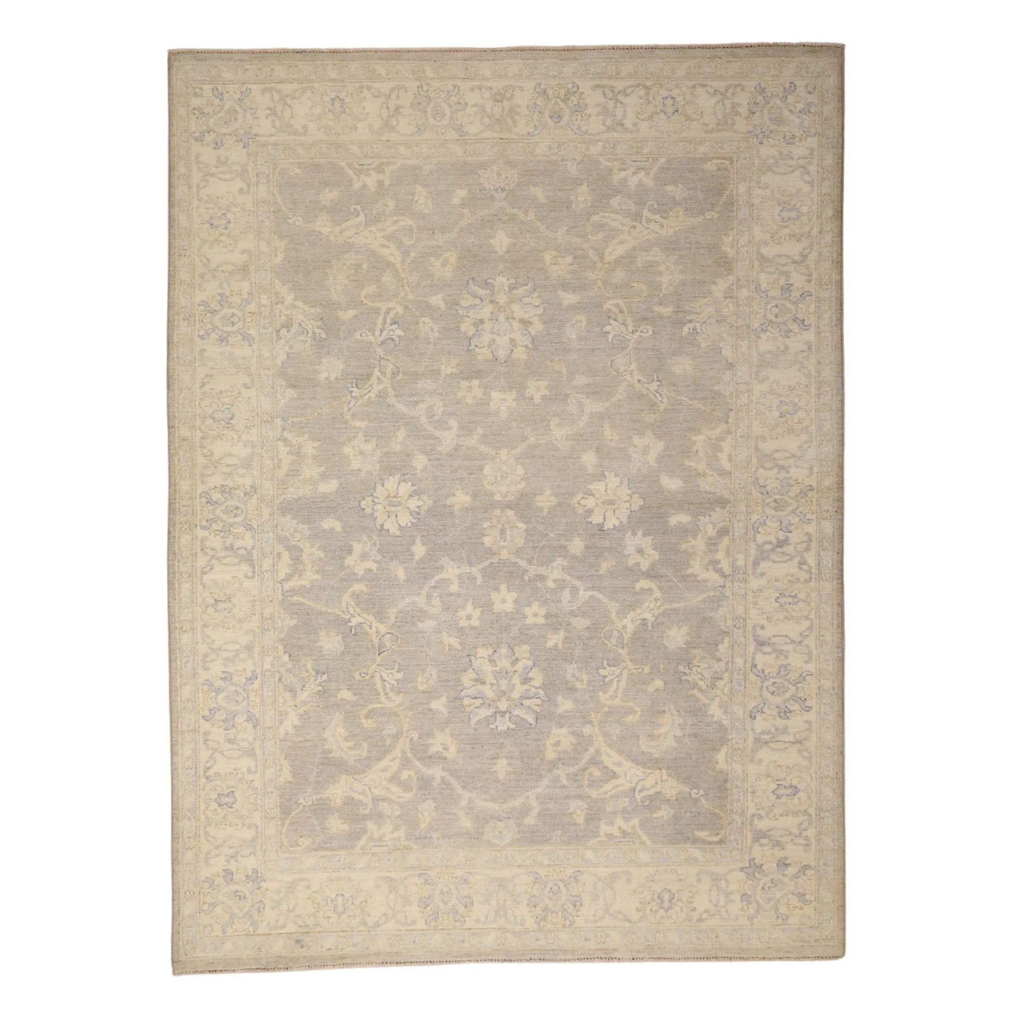 5' 0" x 6' 8" GRAY AND BEIGE PESHAWAR GEOMETRIC PAKISTANI RUG