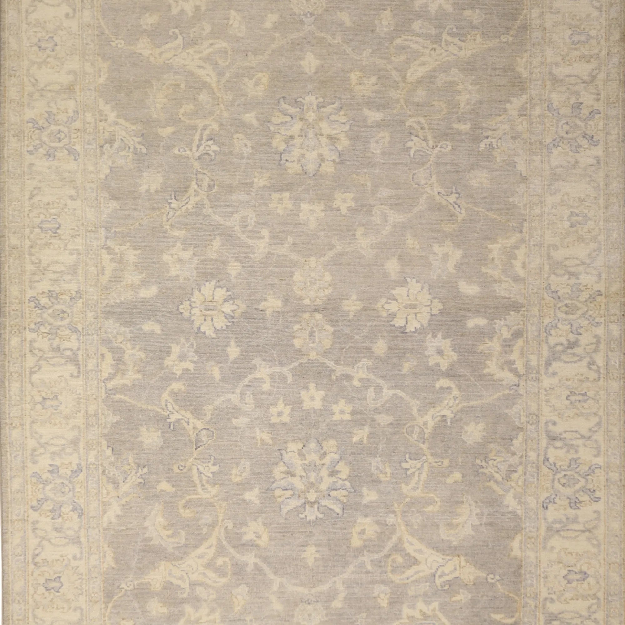 5' 0" x 6' 8" GRAY AND BEIGE PESHAWAR GEOMETRIC PAKISTANI RUG