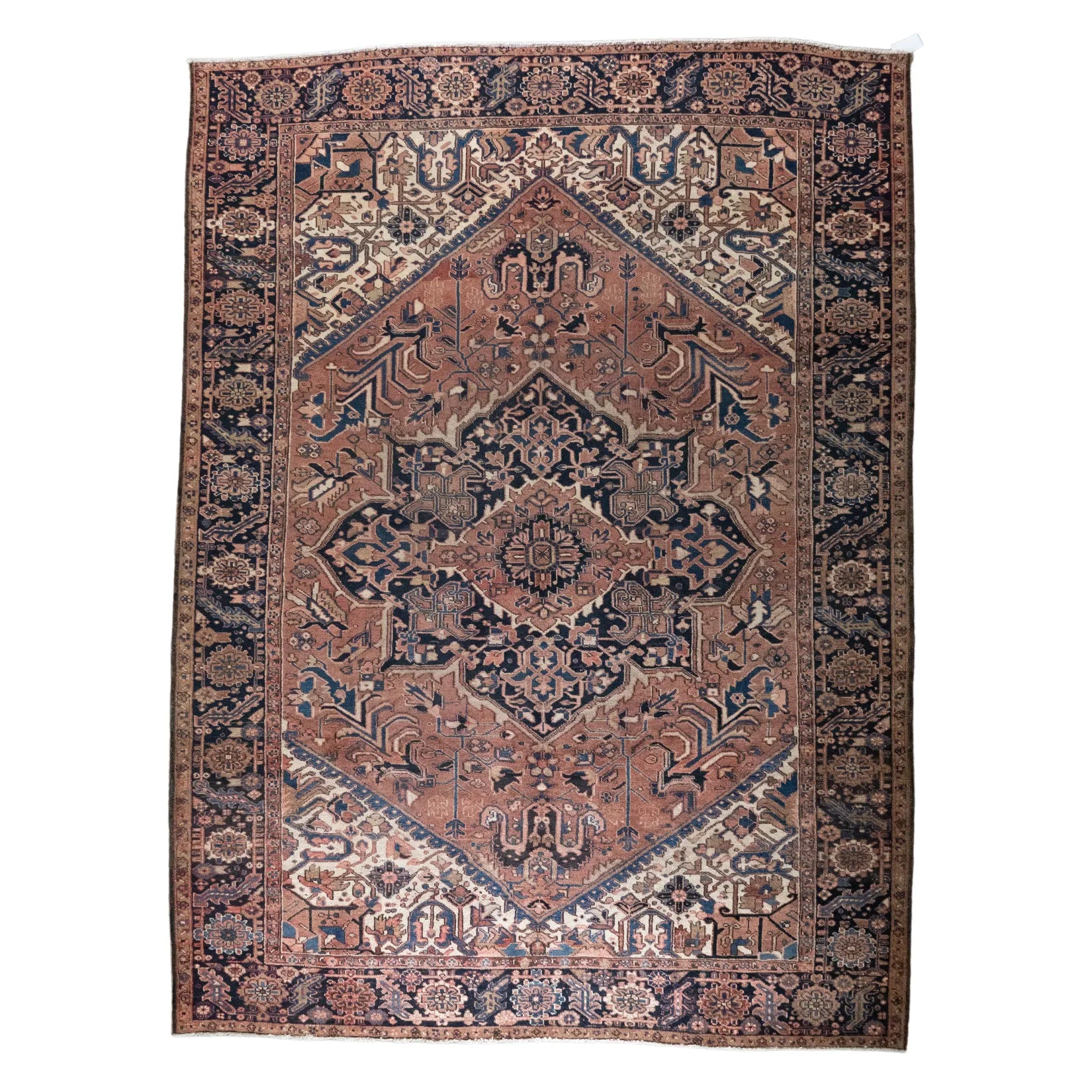 8' 9" x 11' 10" - NAVY AND RED HERIZ GEOMETRIC PERSIAN RUG ( 267 x 360 CM )