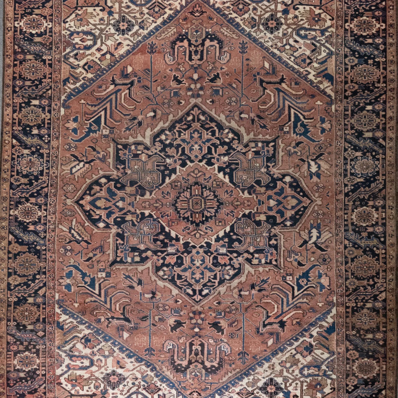 8' 9" x 11' 10" - NAVY AND RED HERIZ GEOMETRIC PERSIAN RUG ( 267 x 360 CM )