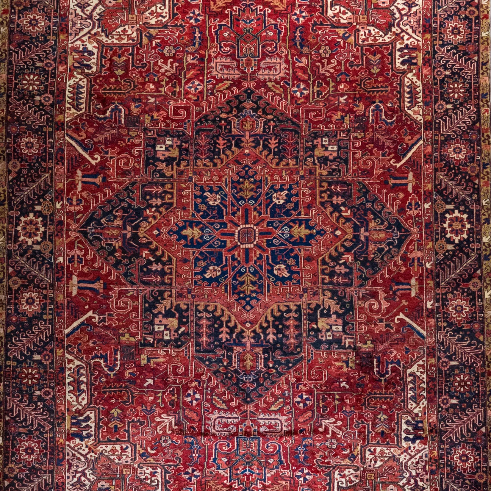 9' 5" x 13' 3" - NAVY AND RED HERIZ GEOMETRIC PERSIAN RUG ( 287 x 404 CM )