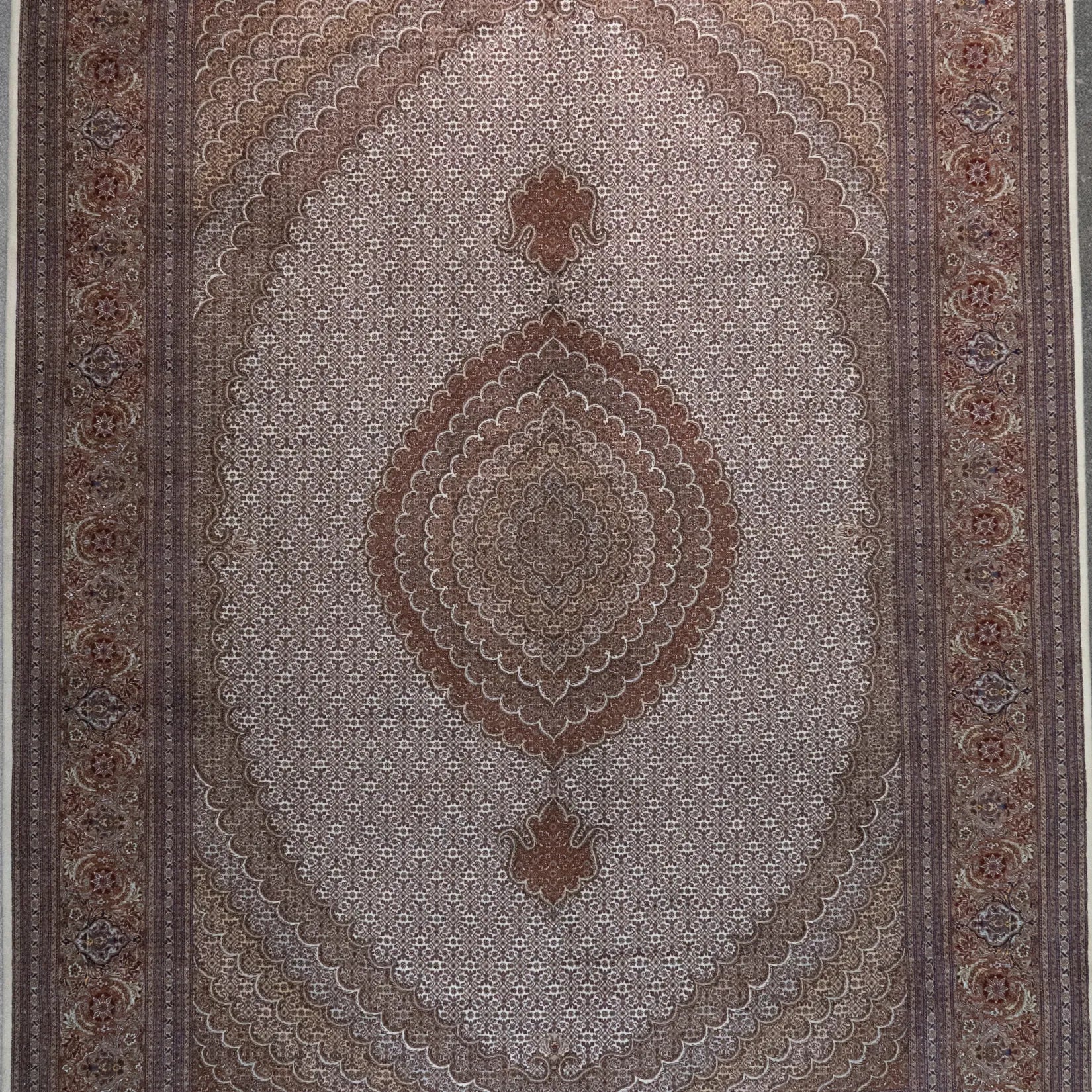 8' 4" x 11' 6" - ROSE AND BEIGE TABRIZ FISH DESIGN PERSIAN RUG ( 254 x 350 CM )