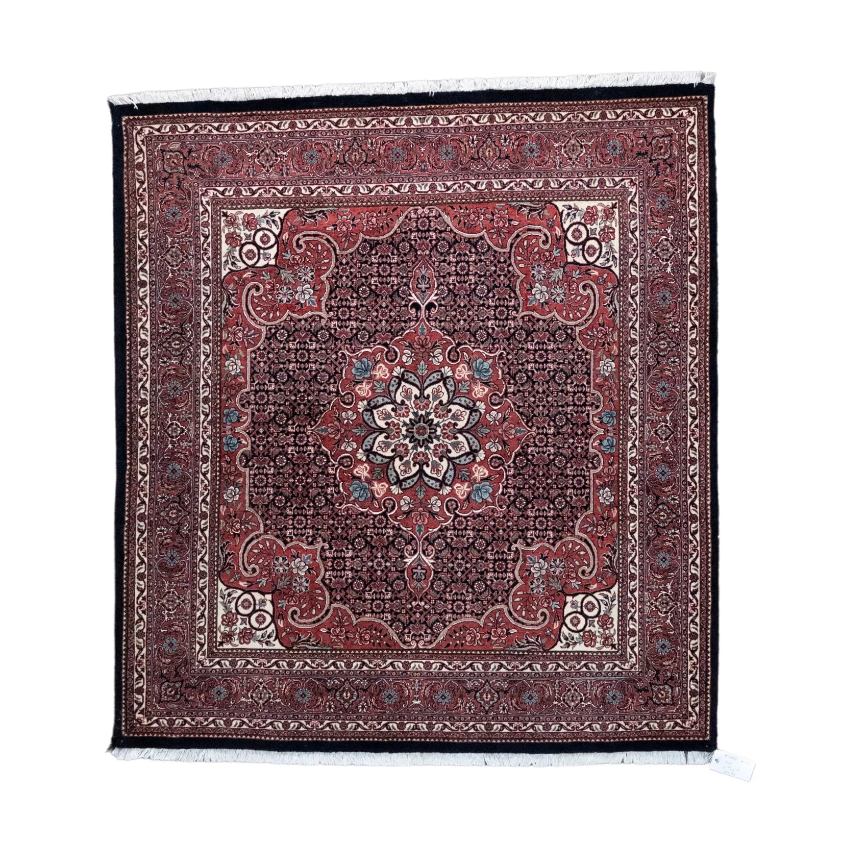 5' 0" x 5' 6" - RED AND RED BIJAR GEOMETRIC PERSIAN RUG ( 152 x 167 CM )