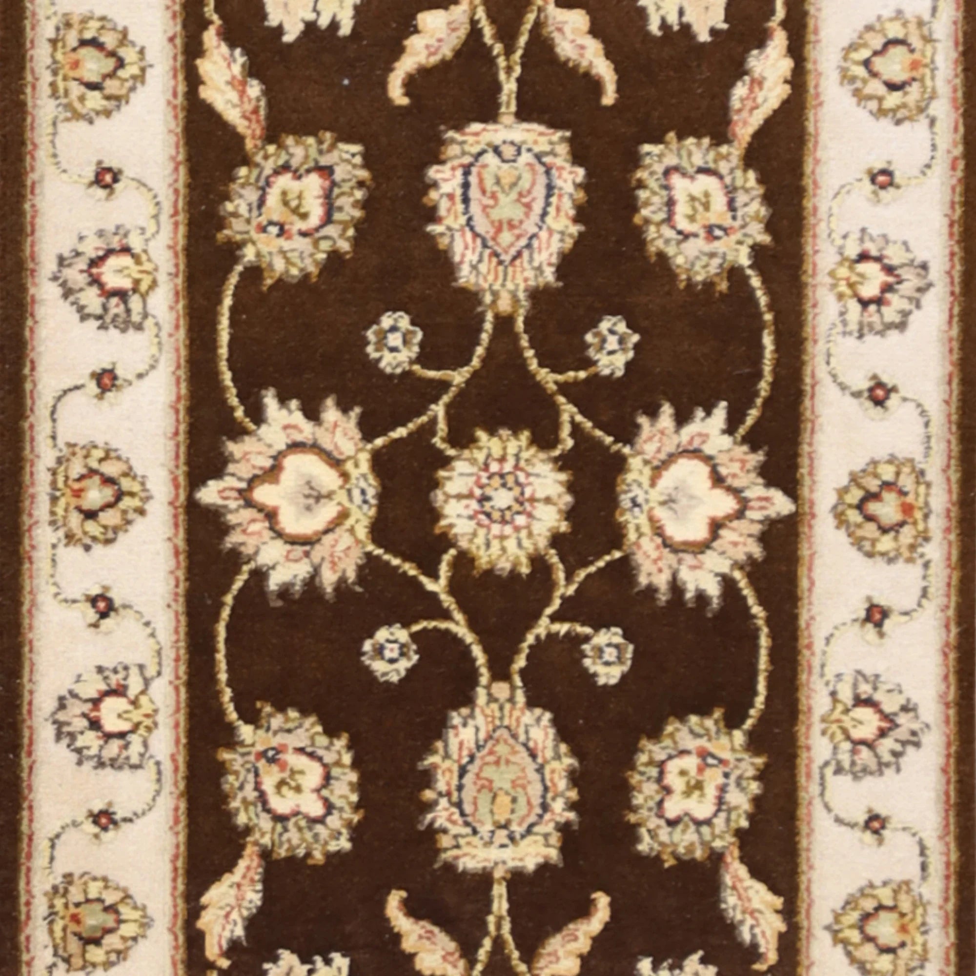 2'0" x 3'0" BROWN AND IVORY JAIPUR FLORAL INDIAN RUG