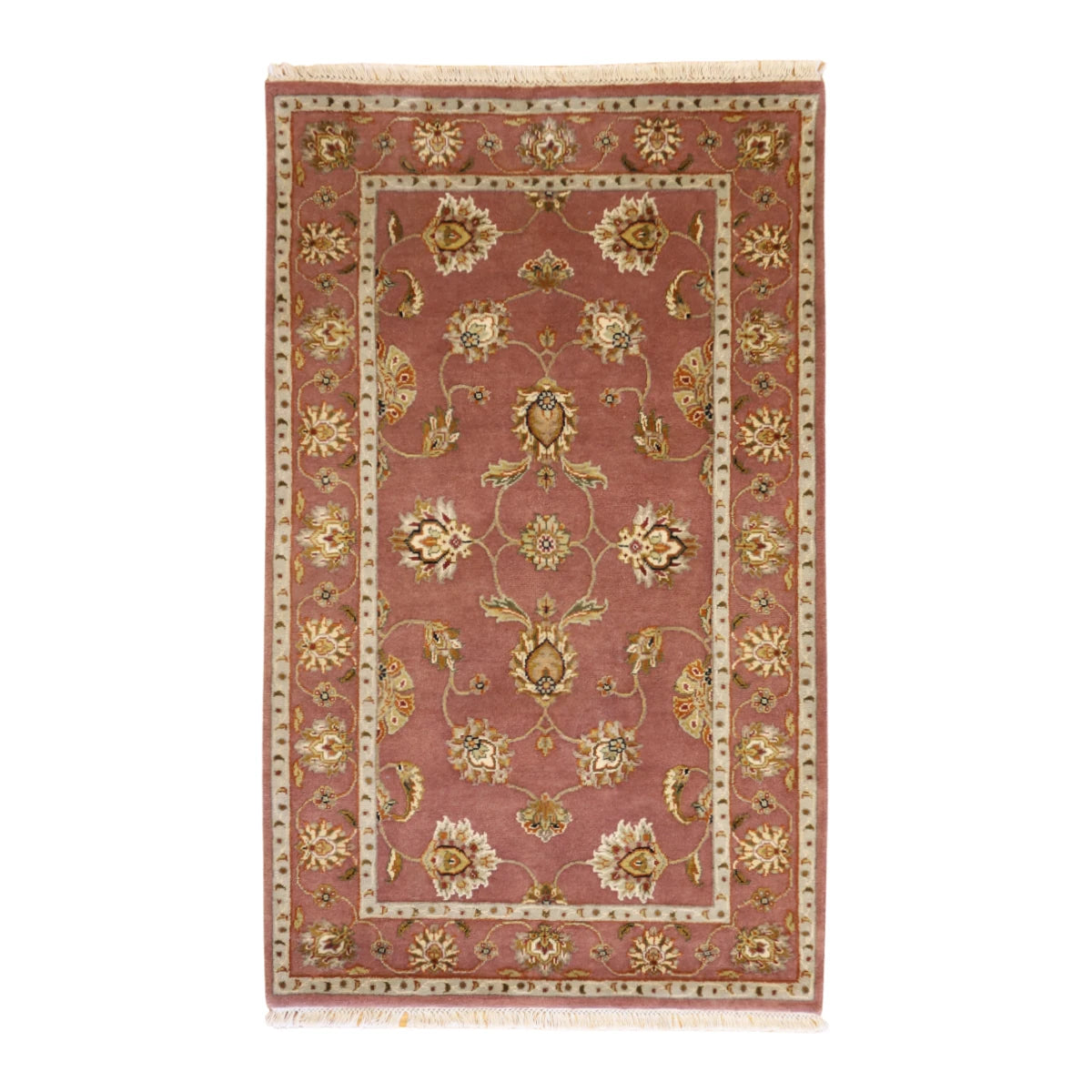 3'2" x 5'3" MAUVE AND  JAIPUR FLORAL INDIAN RUG