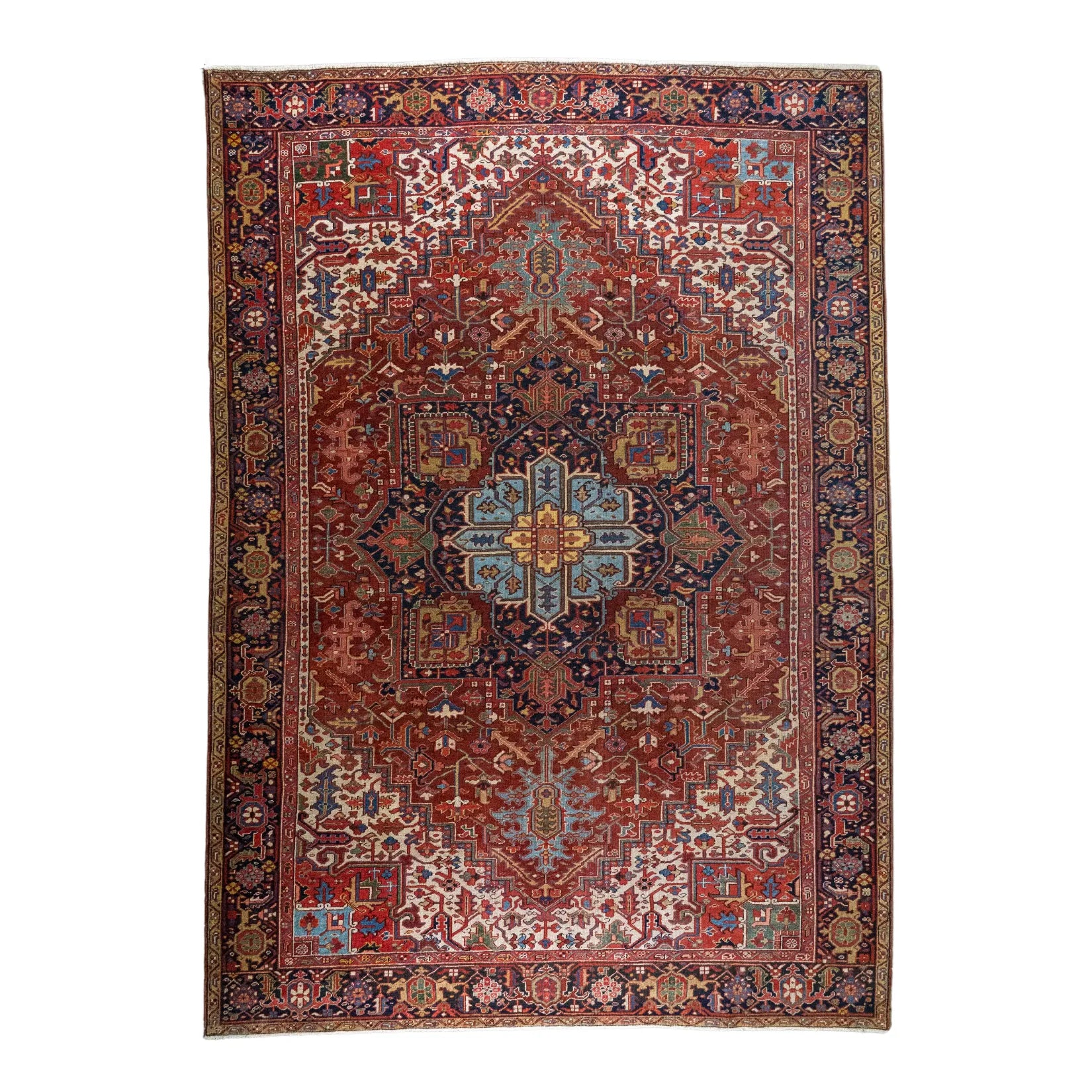 8' 6" x 12' 2" - RED AND NAVY HERIZ GEOMETRIC PERSIAN RUG ( 259 x 371 CM )