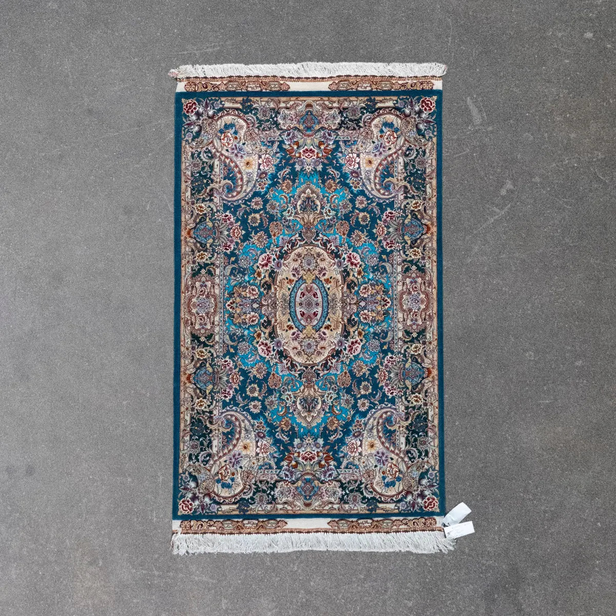 3' 3" x 5' 3" - GREEN AND BEIGE TABRIZ FLORAL PERSIAN RUG ( 99 x 160 CM )