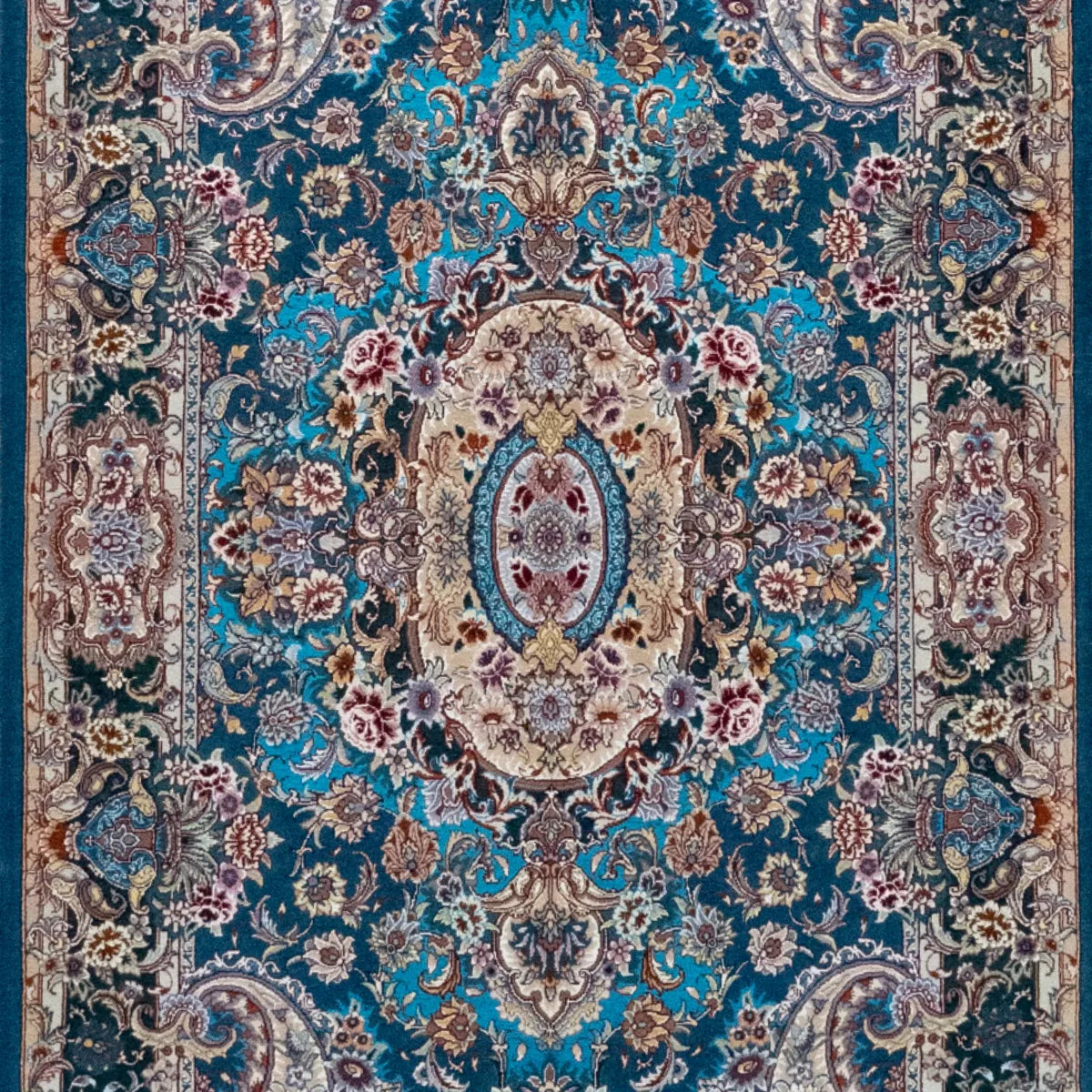 3' 3" x 5' 3" - GREEN AND BEIGE TABRIZ FLORAL PERSIAN RUG ( 99 x 160 CM )