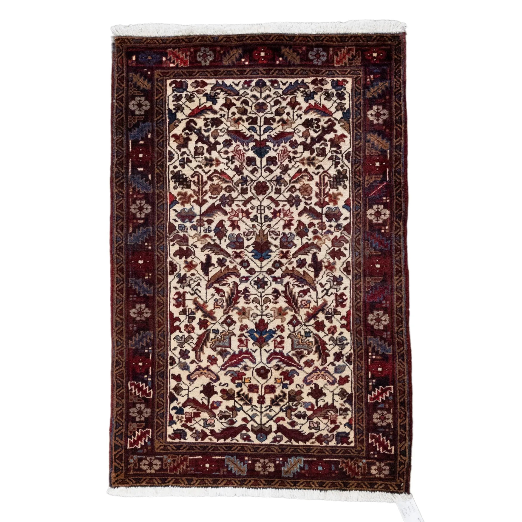 3' 1" x 4' 10" - RED AND RED HERIZ GEOMETRIC PERSIAN RUG ( 94 x 147 CM )