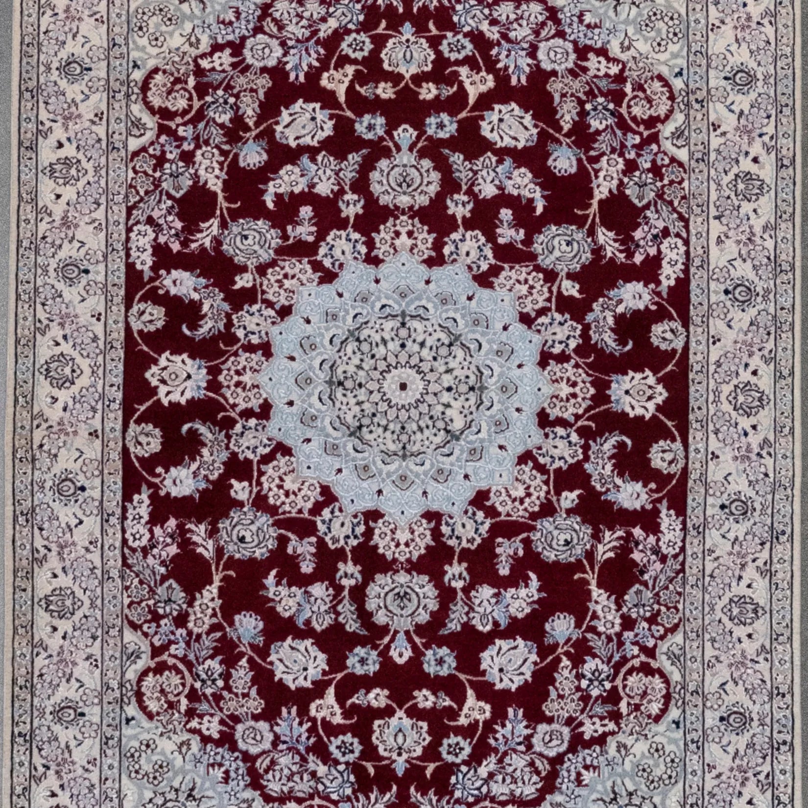 3' 5" x 4' 10" - RED AND BEIGE NAEIN FLORAL PERSIAN RUG ( 104 x 147 CM )