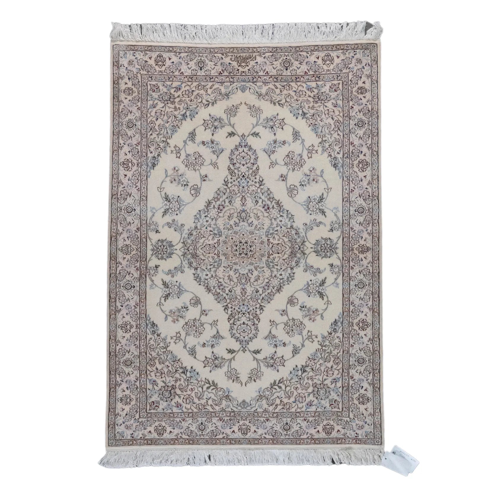 3' 3" x 4' 10" - BEIGE AND BEIGE NAEIN FLORAL PERSIAN RUG ( 99 x 147 CM )