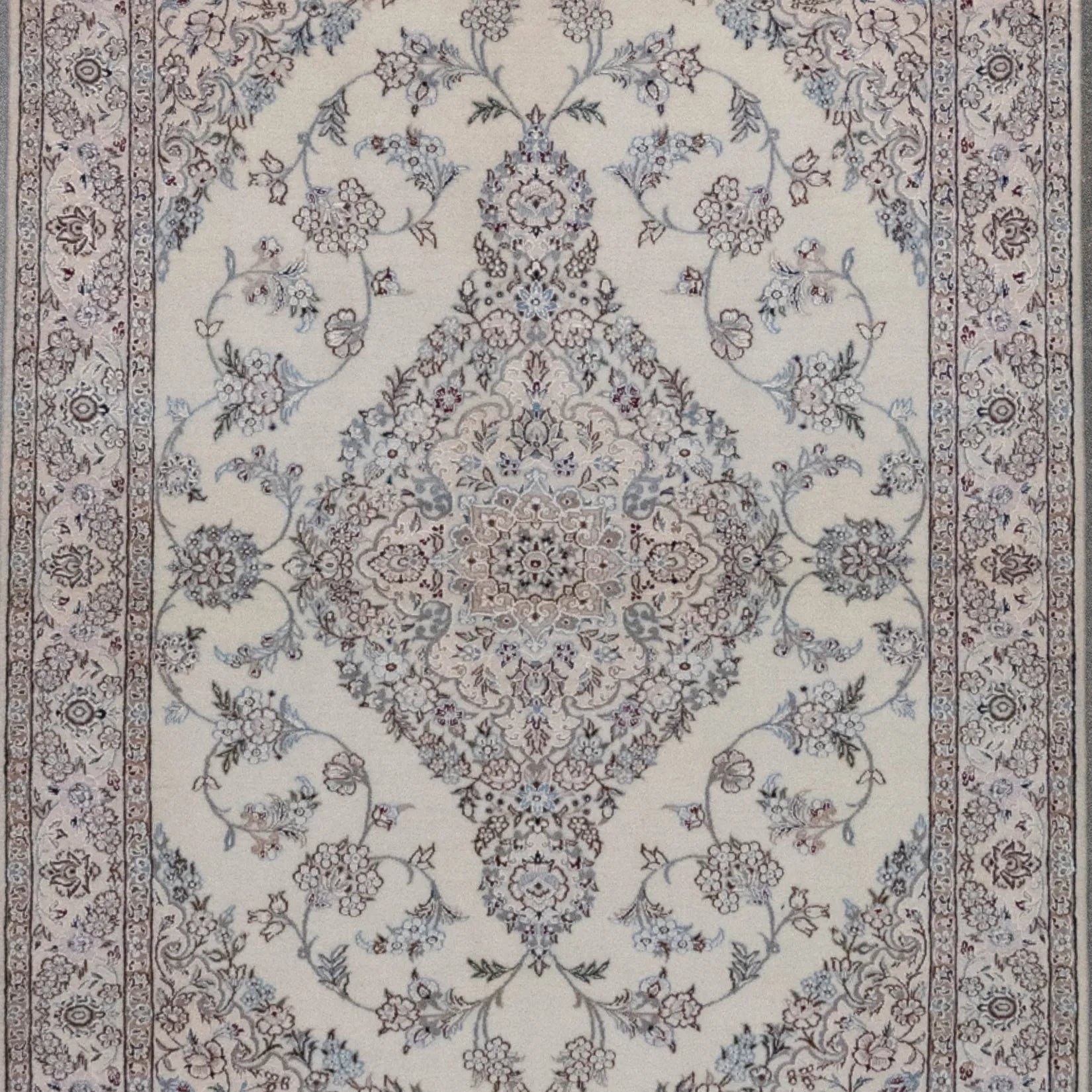 3' 3" x 4' 10" - BEIGE AND BEIGE NAEIN FLORAL PERSIAN RUG ( 99 x 147 CM )