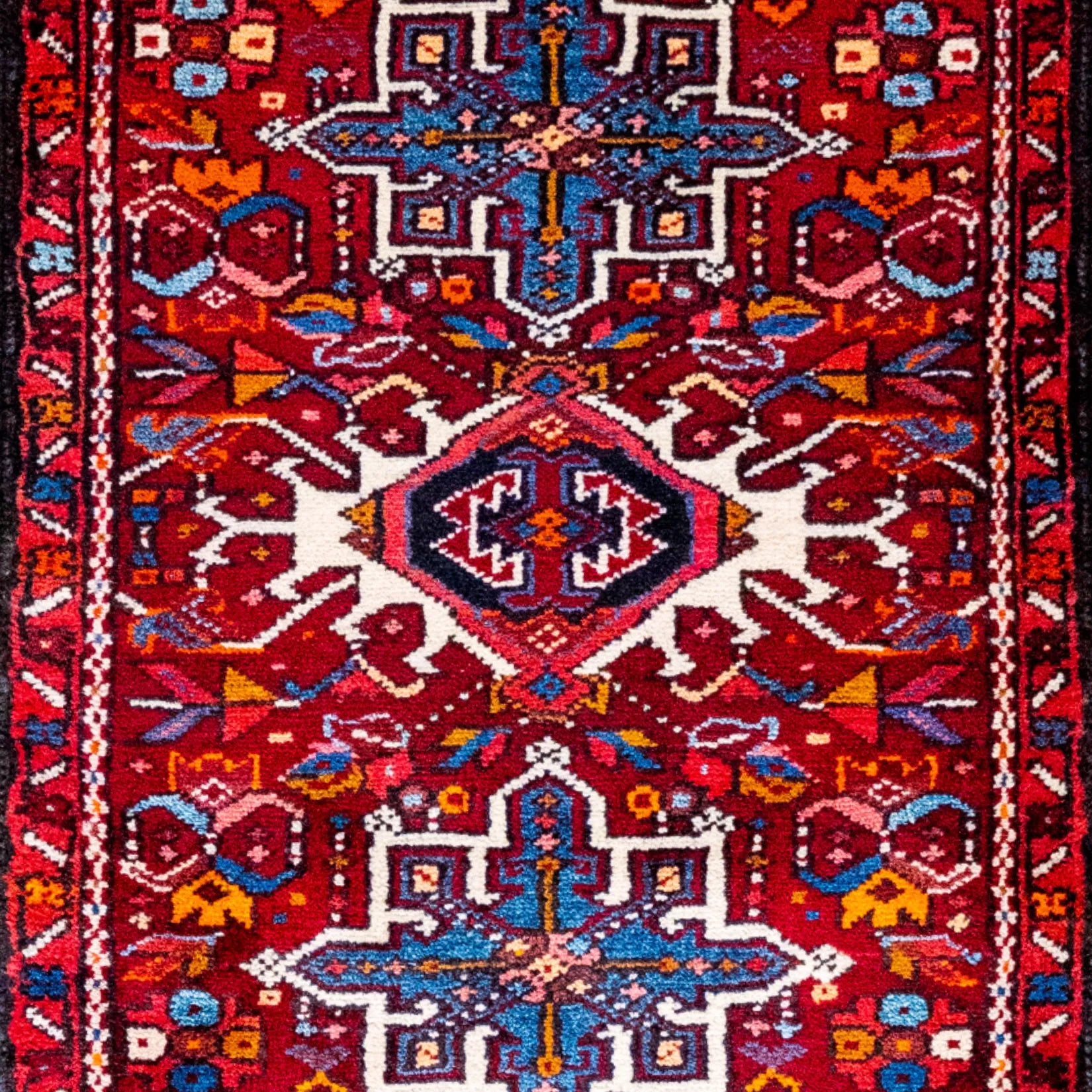 2' 2" x 2' 11" - RED AND RED KARAJEH GEOMETRIC PERSIAN RUG ( 66 x 89 CM )