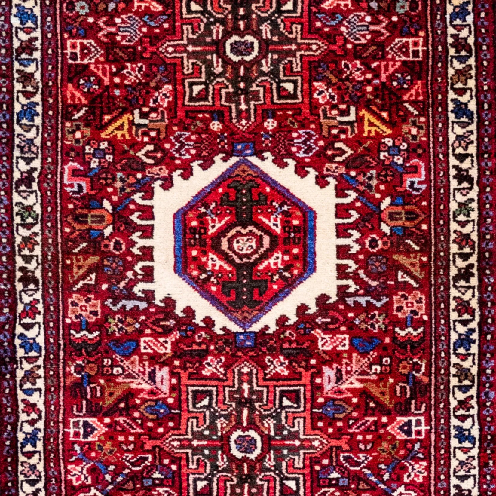 2' 2" x 3' 1" - RED AND RED KARAJEH GEOMETRIC PERSIAN RUG ( 66 x 94 CM )