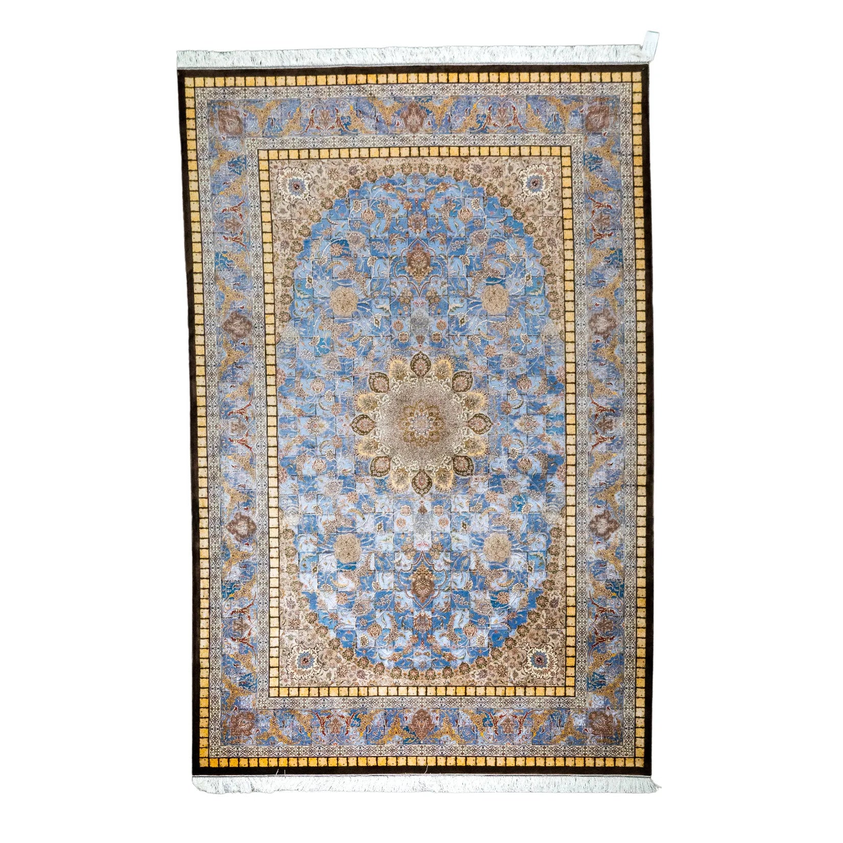 6' 7" x 9' 10" - MULTICOLOR AND BLUE MACHINE MADE FLORAL TURKISH RUG ( 200 x 300 CM )